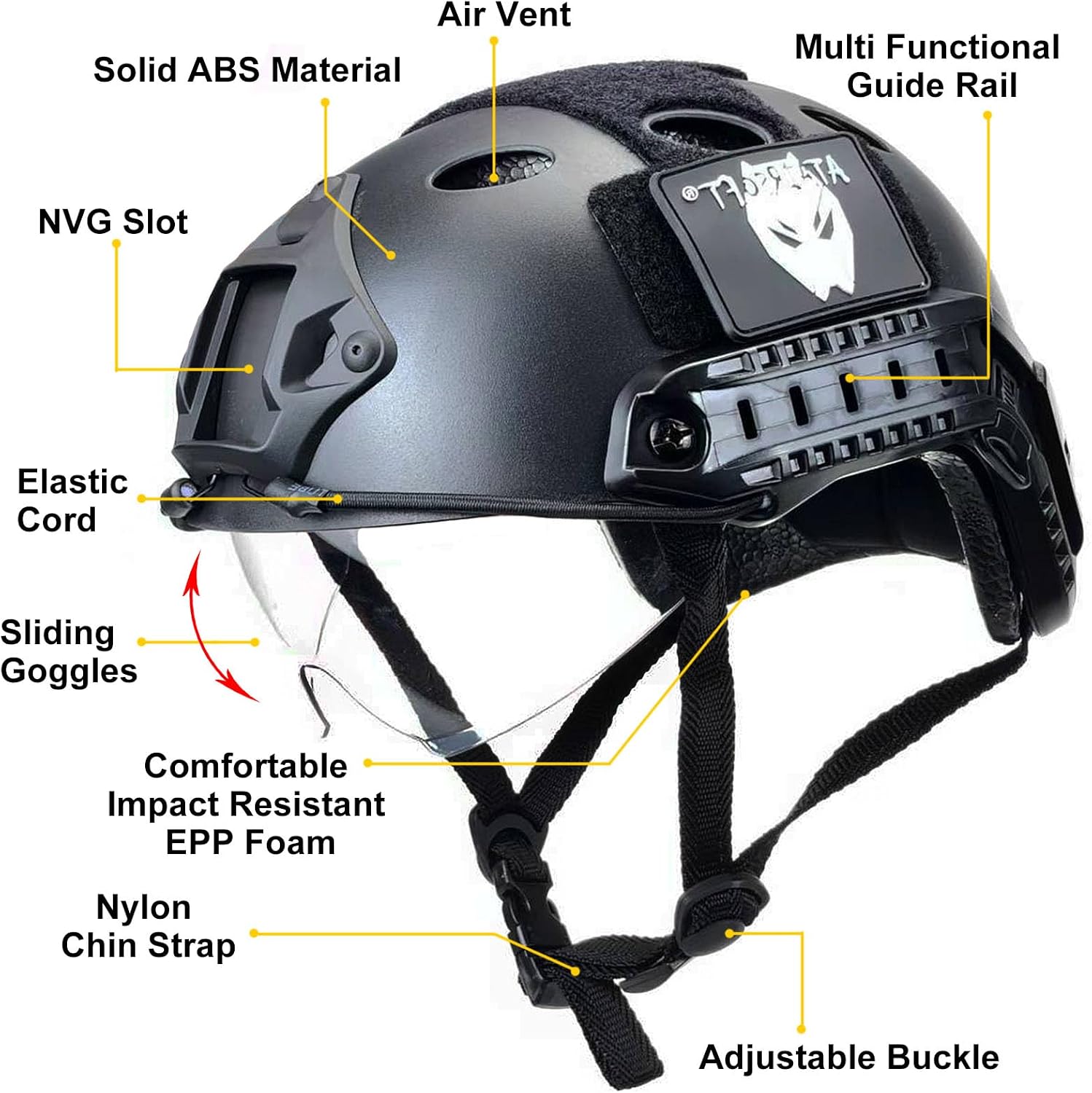 PJ Type Tactical Multifunctional Fast Helmet with Visor Goggles Version