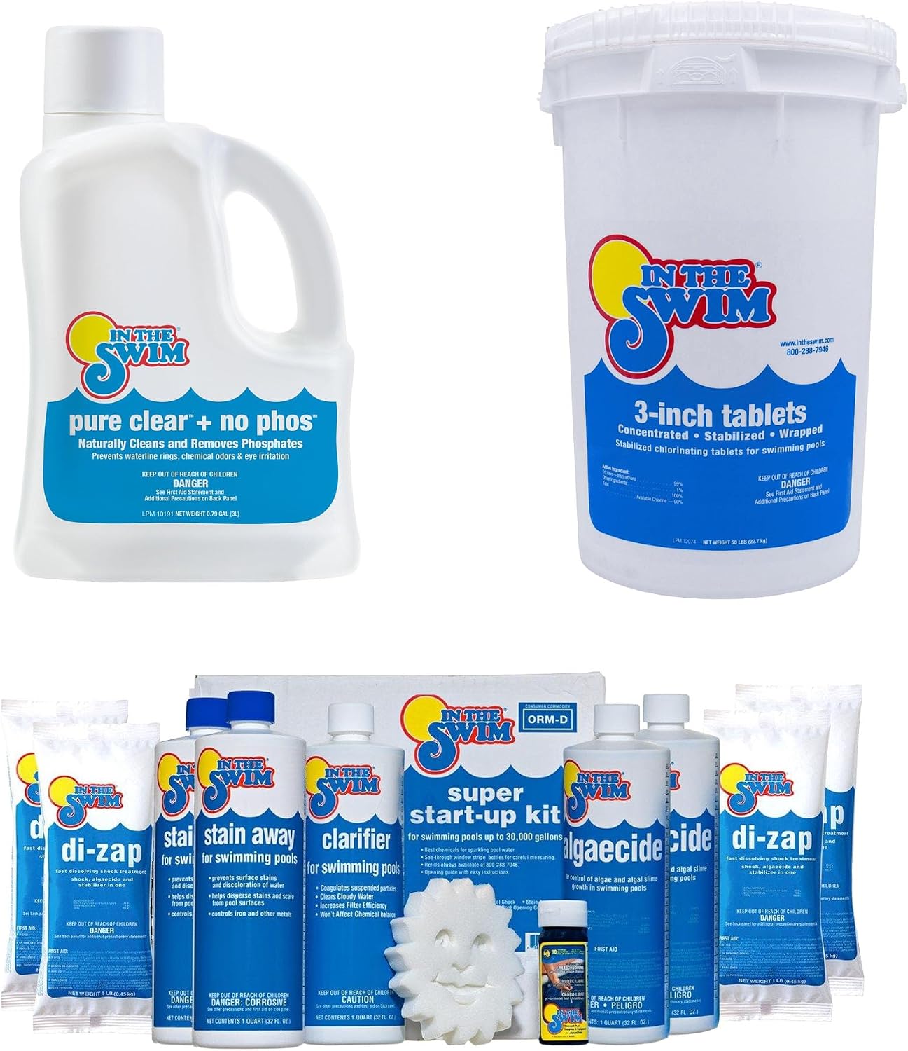 In The Swim Pool Basic Opening Chemical Start Up Kit - Above Ground and In-Ground Swimming Pools - Up to 7,500