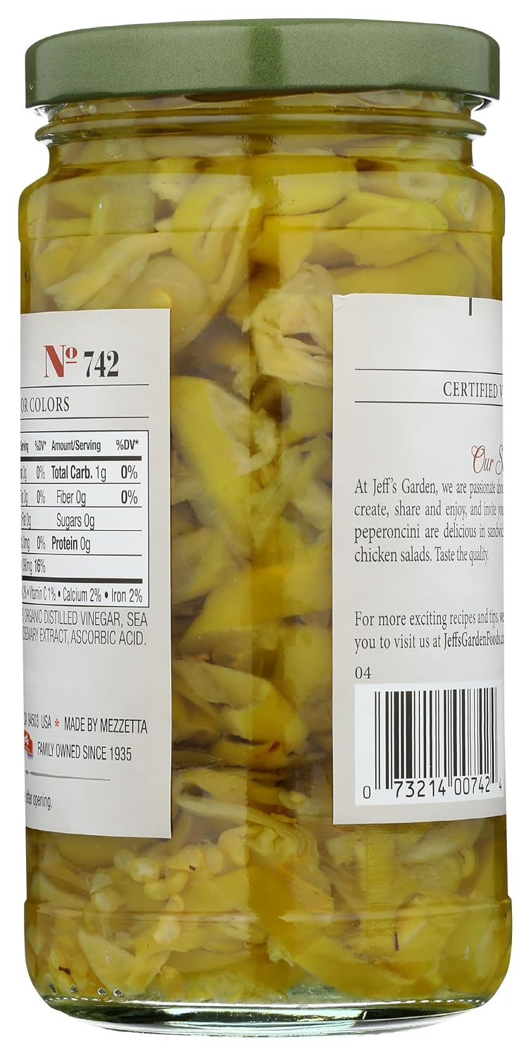 Jeff's Naturals Sliced Golden Greek Peperoncini - 12 oz