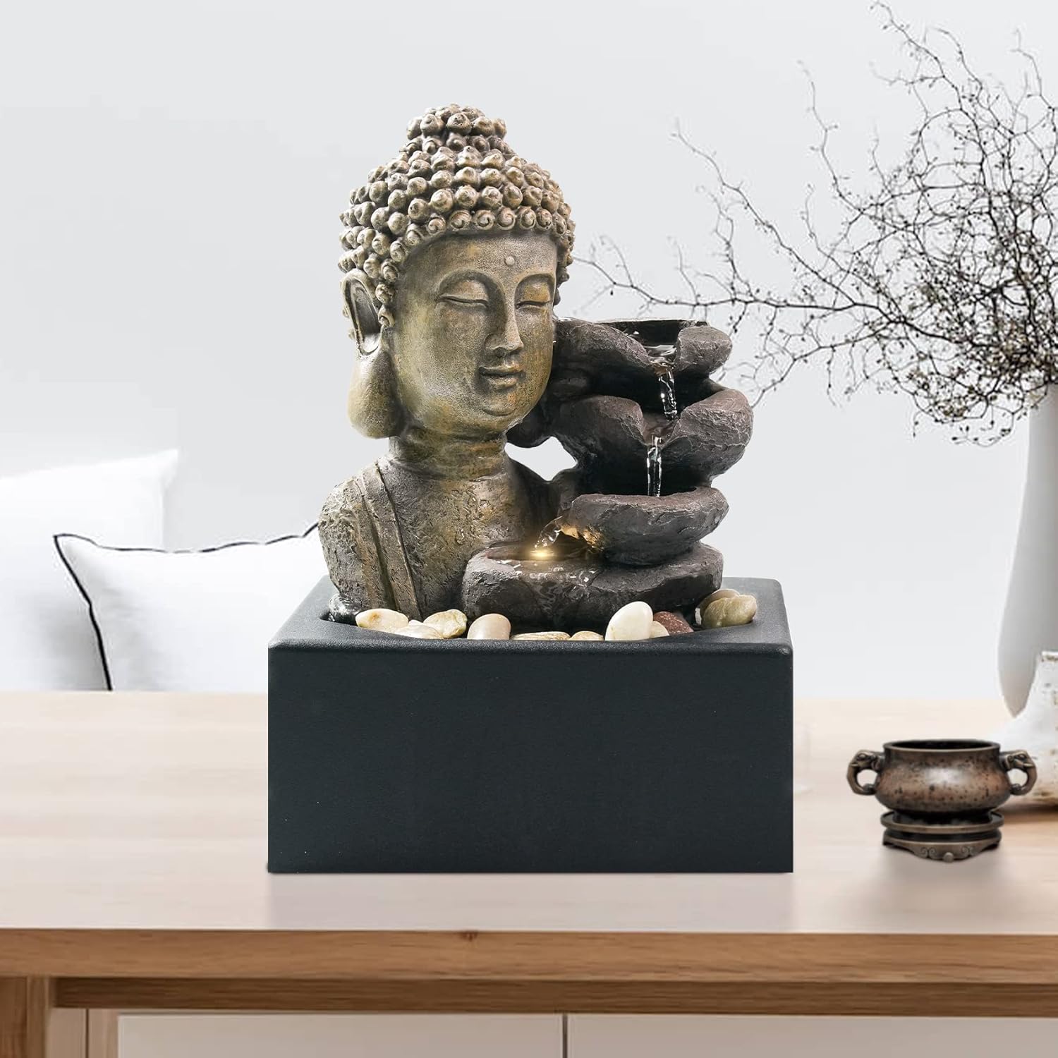 Resin LED Indoor Water Fountains | Office, Home Relocation Gifts