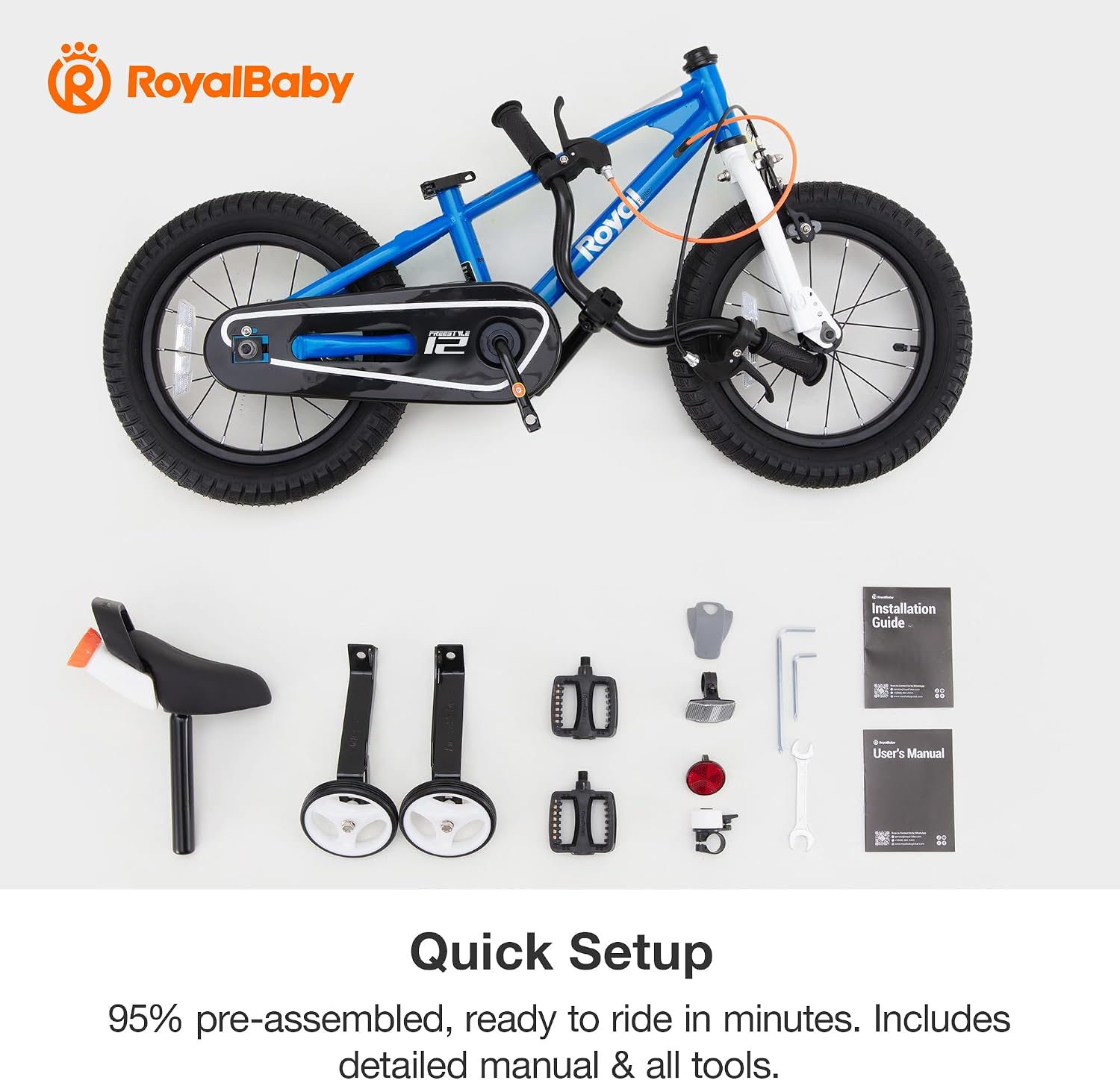 RoyalBaby Freestyle Kids Bike 12 14 16 18 20 Inch Bicycle for Boys Girls Ages 3-10 Years, Multiple Color Options