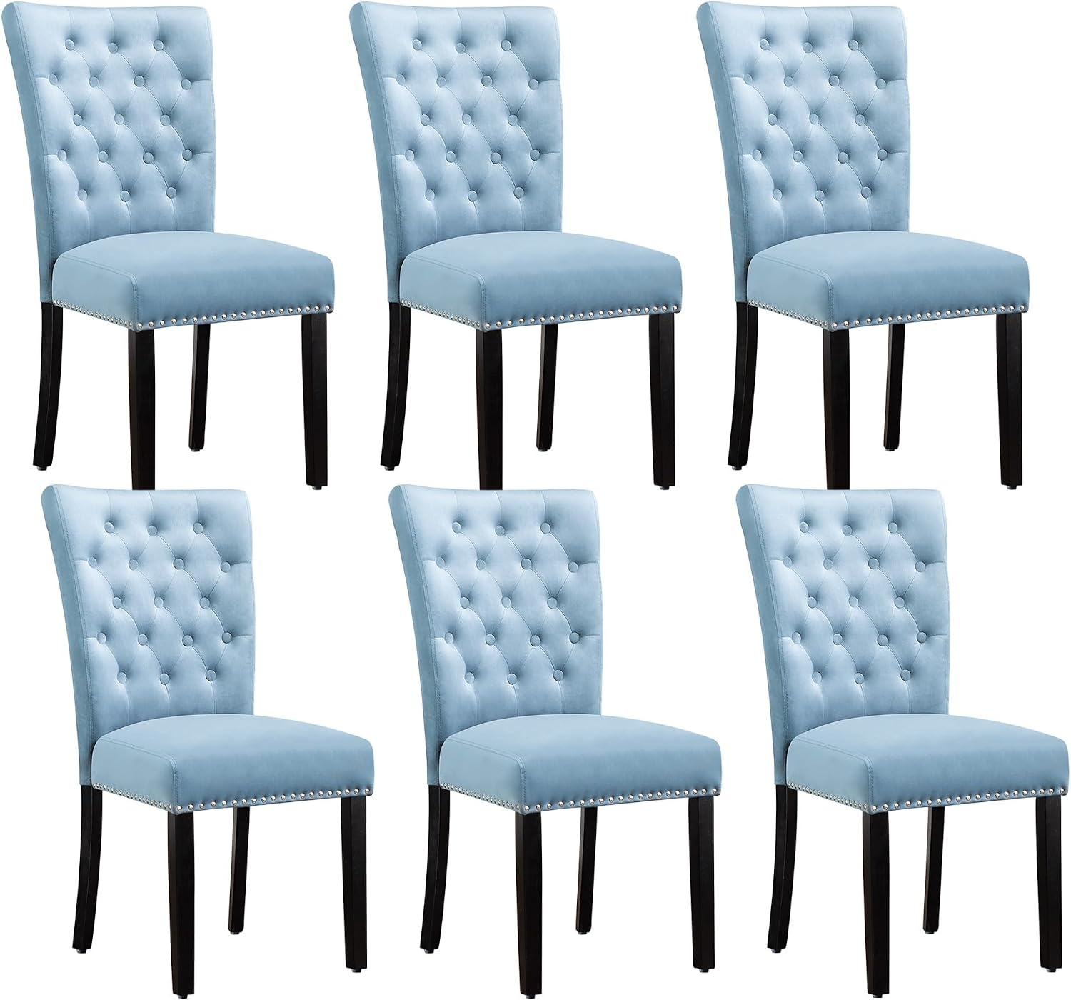 adochr Velvet Dining Chairs Set of 2, Parsons Kitchen Chair, Blue