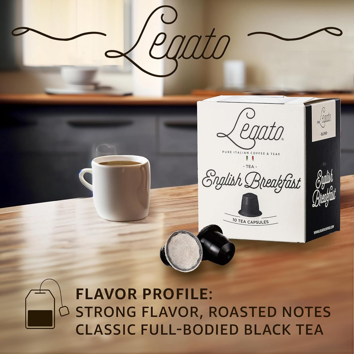 Legato Espresso Capsules - 10/100 count - Single-Serve Coffee Pods - Compatible with Nespresso OriginalLine Machine - Cafe-style Coffee at Home (100, Hazelnut Strength 5)