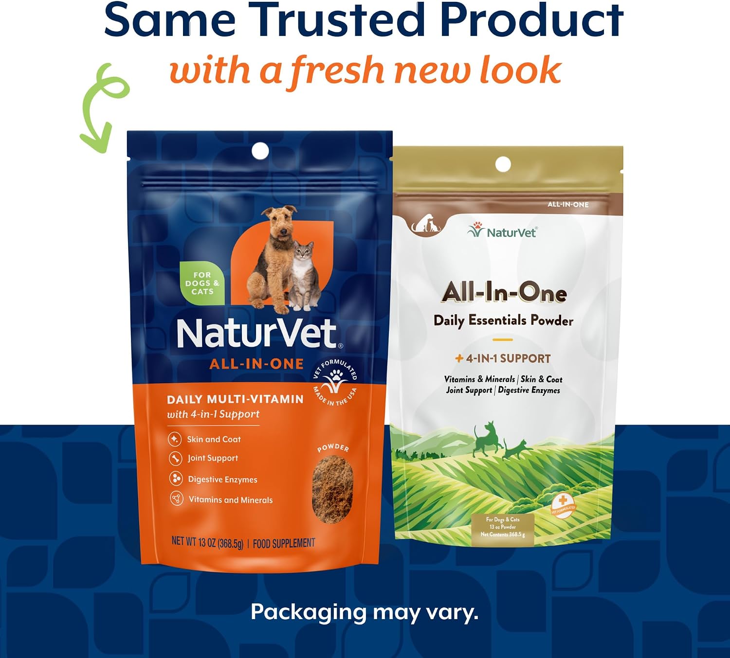 NaturVet All-in-One Cat & Dog Supplement Daily Multivitamin - 13 Oz Powder | Daily Multivitamin for Dogs & Cats - Supports Digestion, Skin & Coat with Omega-3, 6, 9 in a Wheat-Free Formula, 13 Oz Powder