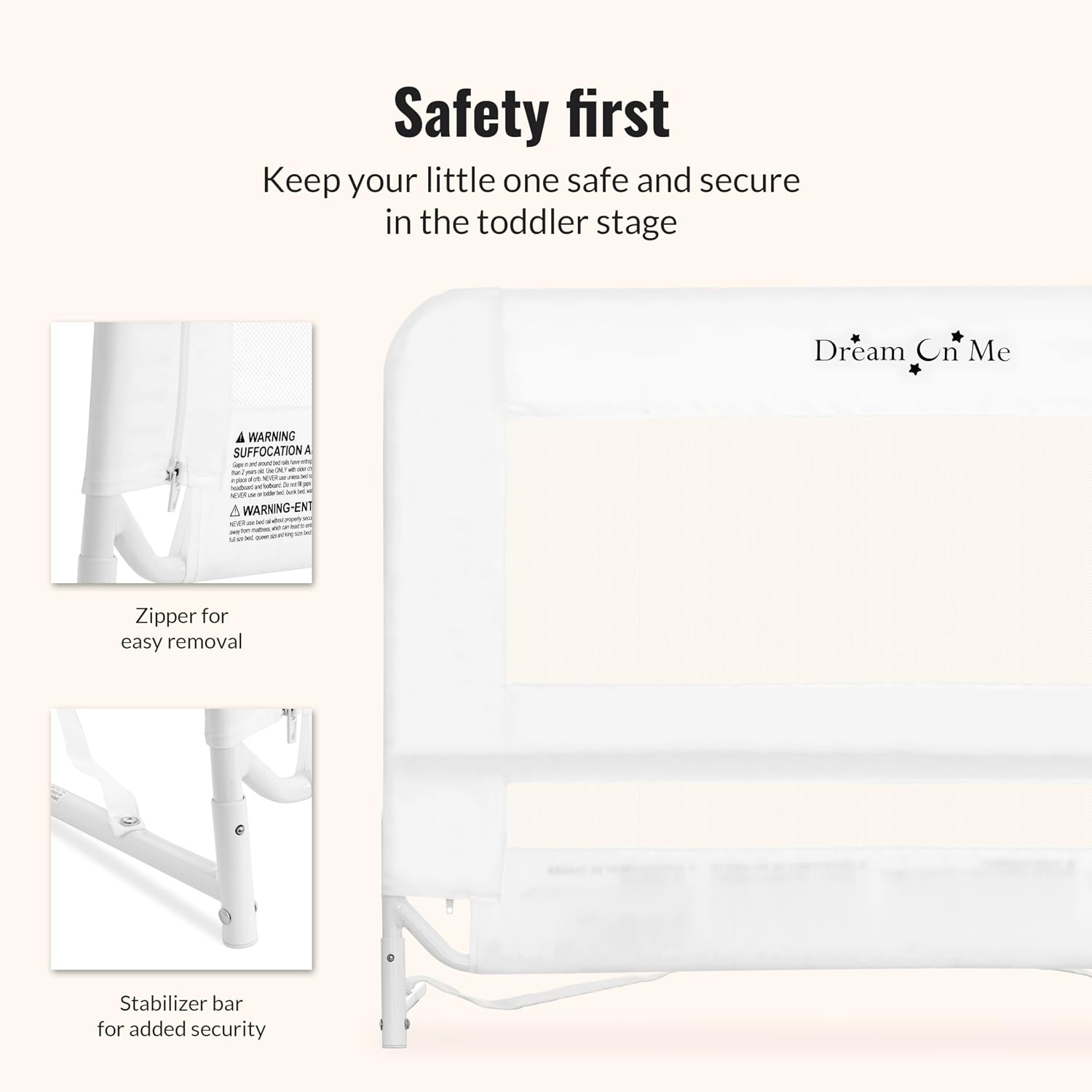 Dream On Me Mesh Security Bed Rail – Toddler Safety Guard with breathable mesh, reinforced anchor system, lightweight, portable, fits adult twin-size beds, Pink