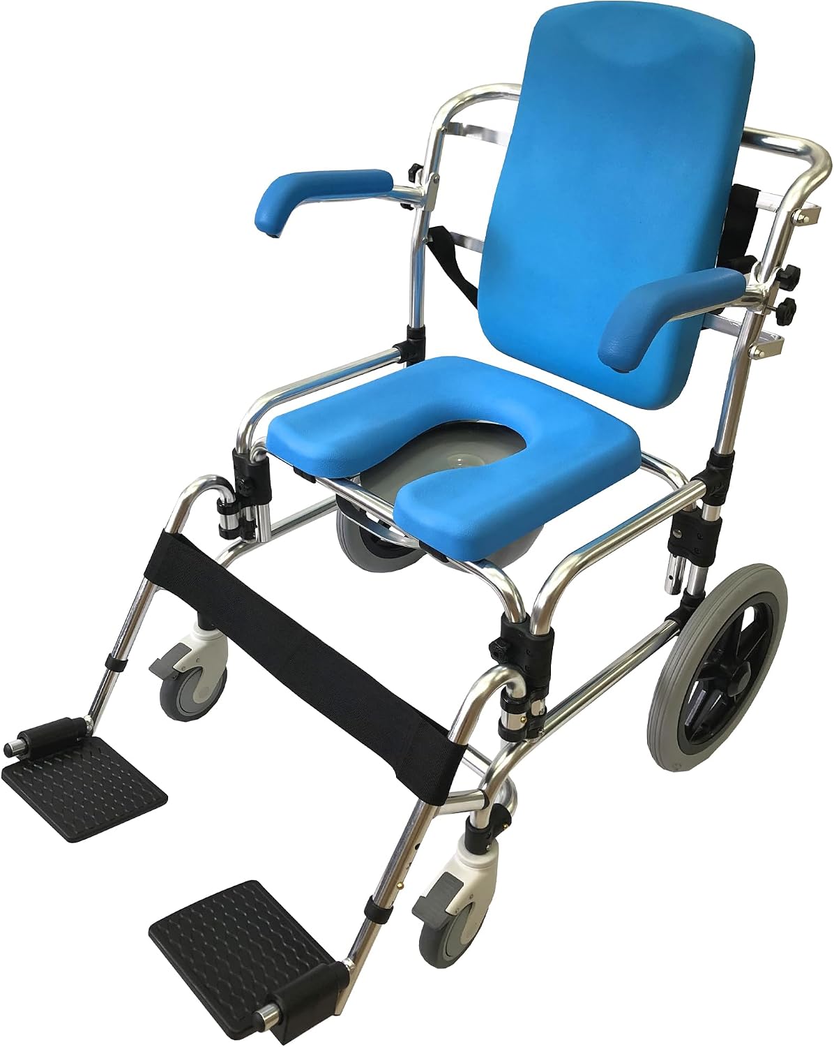 Platinum Health Baltic Professional Transport Shower/Commode Chair-Padded, Polyurethane or Polyvinyl Chloride