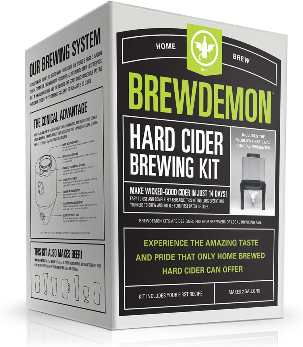 Hard Cider Kit w/Bottles – NO AIRLOCK OR SIPHON REQUIRED – Conical Fermenter Eliminates Sediment and Makes Wicked-Good Home Made Hard Cider - 2