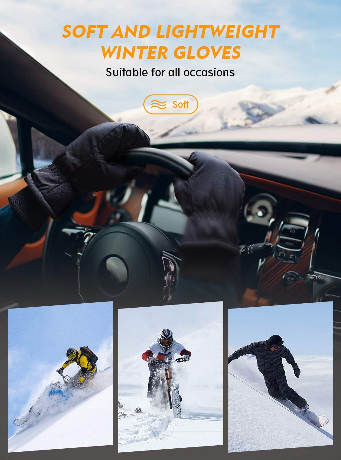 TRENDOUX Winter Gloves for Men Warm: 3M Thinsulate -20℉ Windproof Waterproof Ski Women Glove with Touchscreen Thermal Lining Anti-Slip for Work
