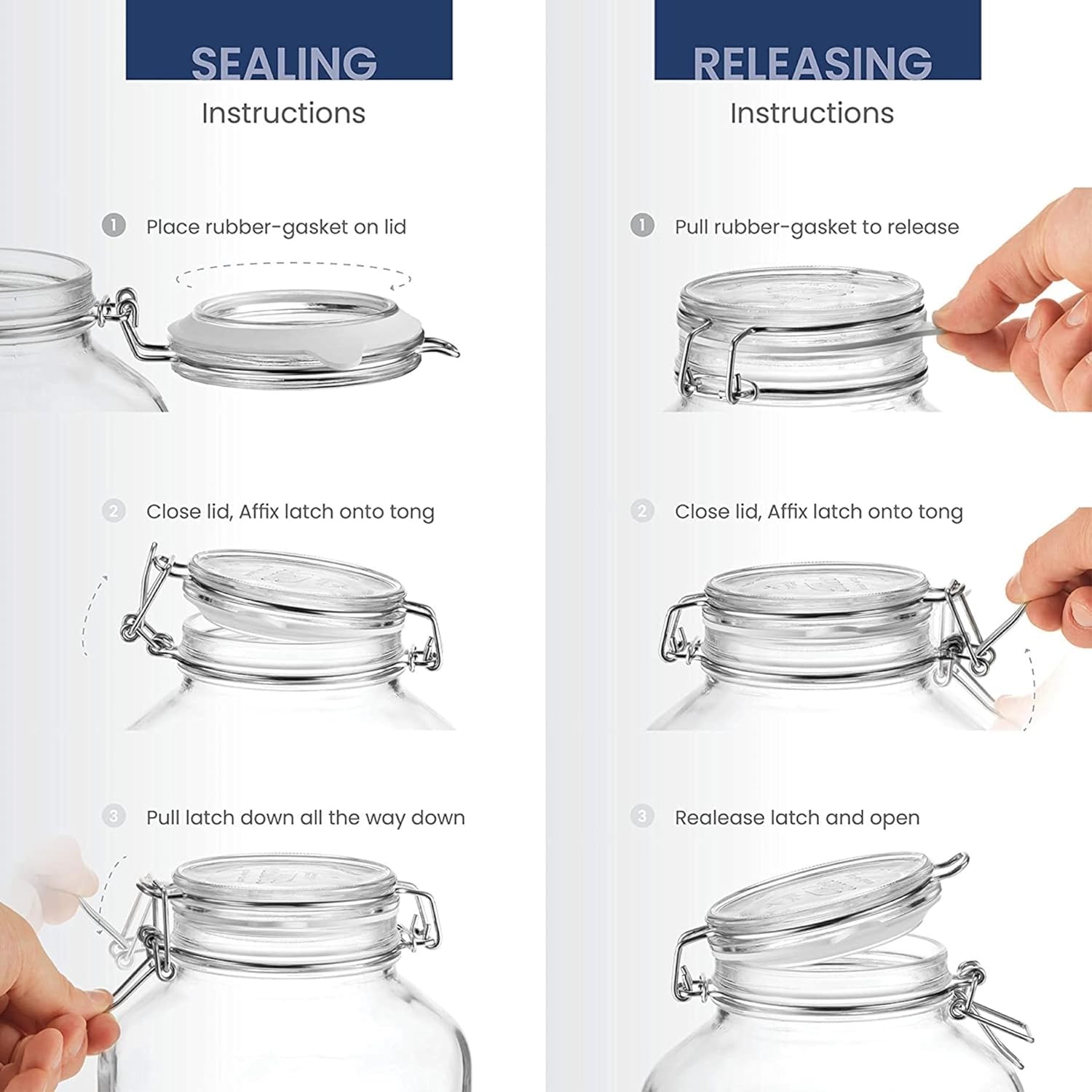 Bormioli Rocco Fido Glass Jar with Airtight Clamp Lid, 67.75 Oz - Clear | Italian Glass Fermentation Jar for Kombucha, Kimchi, Pickles & Sauerkraut