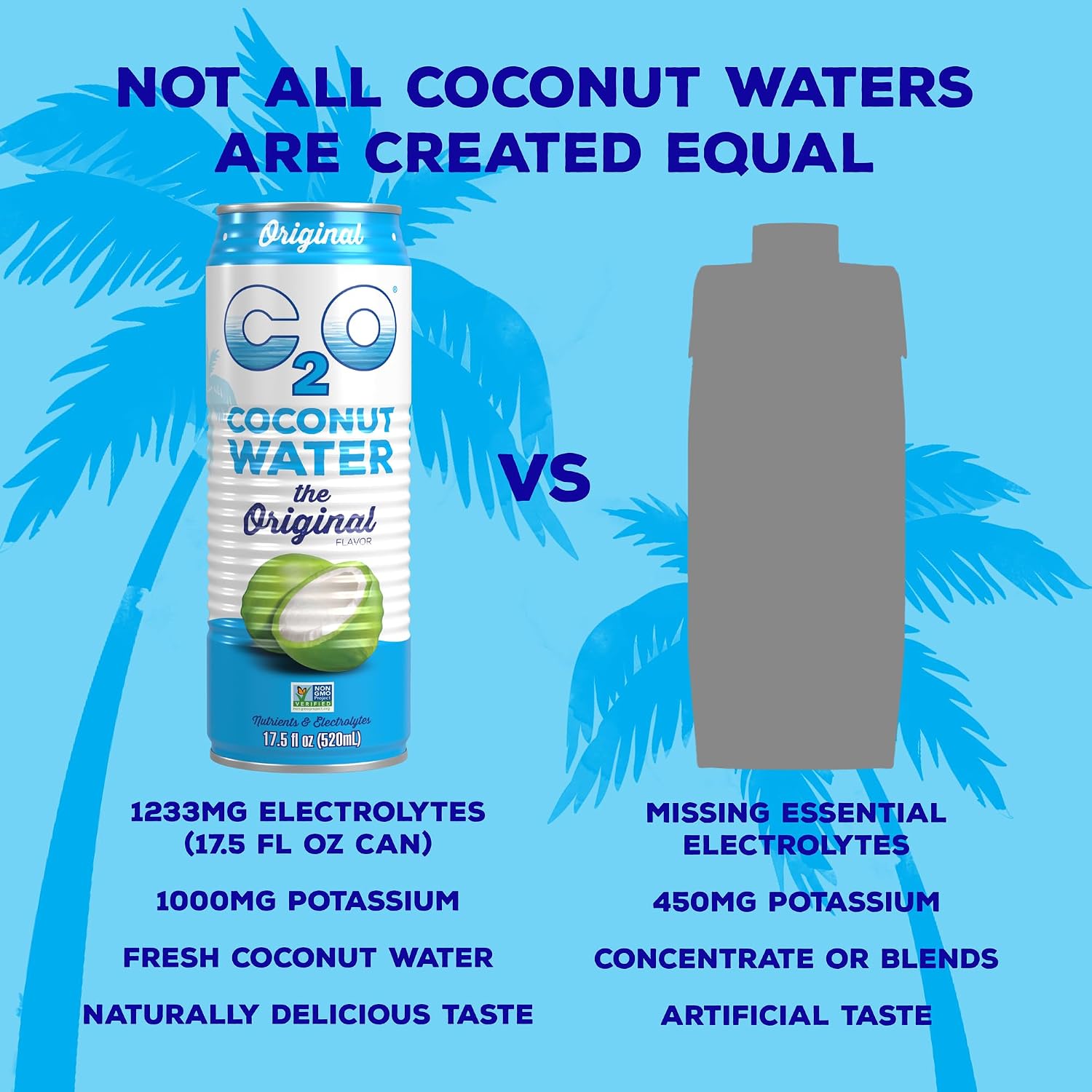 C2O - Coconut Water with Pineapple (12 Pack) - Made with Fresh Coconut Water - Plant Based - Non GMO - Canned Water - Natural Hydration, Essential Electrolytes, & Potassium - 12 Cans, 17.5 FL OZ