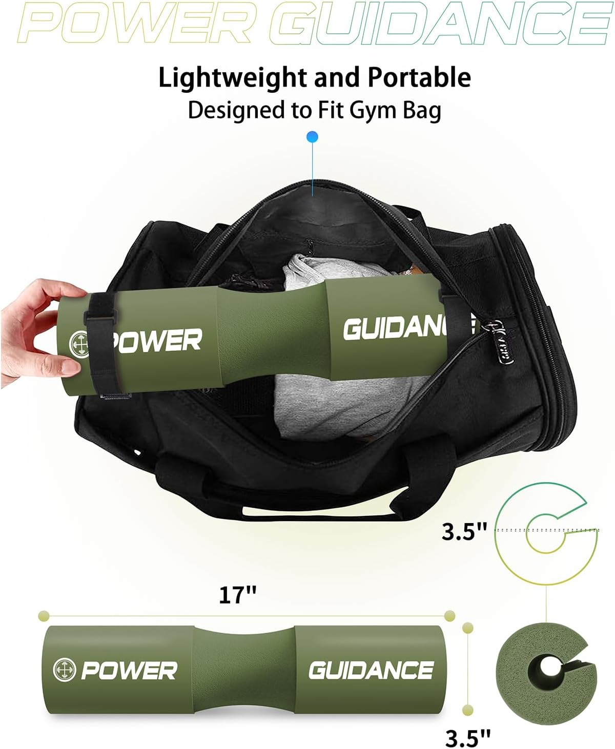 POWER GUIDANCE Barbell Squat Pad - Neck & Shoulder Protective Pad - Great for Squats, Lunges, Hip Thrusts, Weight Lifting & More - Fit Standard and Olympic Bars Perfectly