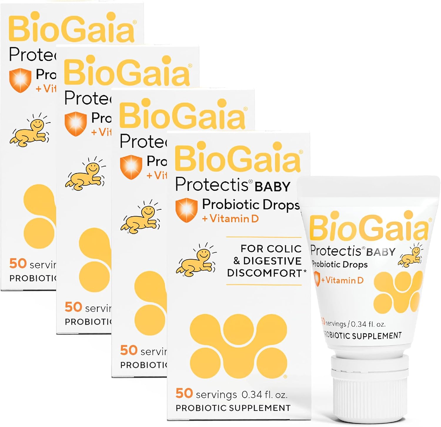 BioGaia Baby Probiotic Drops - Colic & Gas Relief + Vitamin D, 50-Day Supply, Safe for Newborns, Reduces Crying, Fussing, Colic, Gas