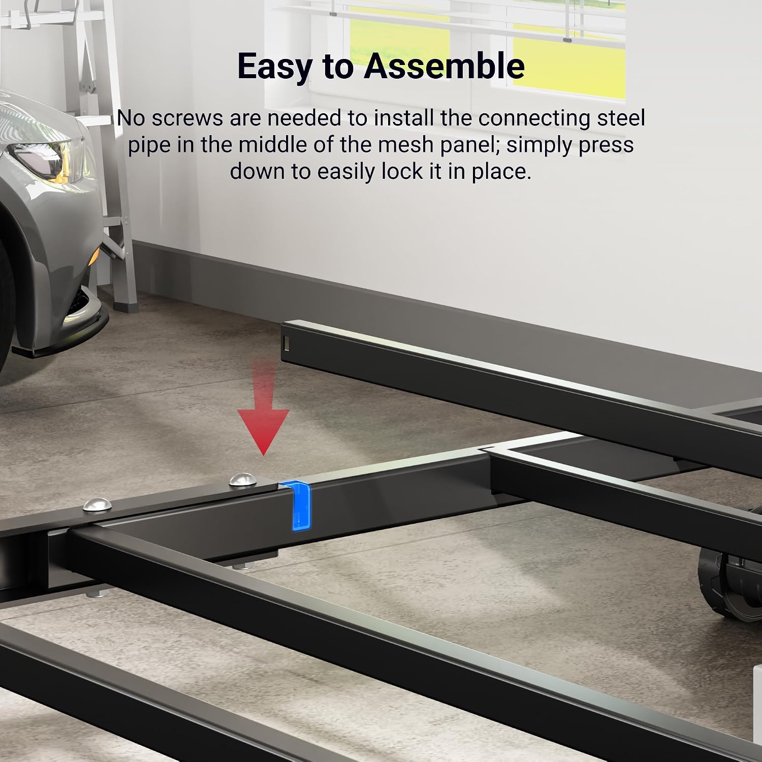 FLEXIMOUNTS 4x8 Overhead Garage Storage Rack, Without Decking, Black