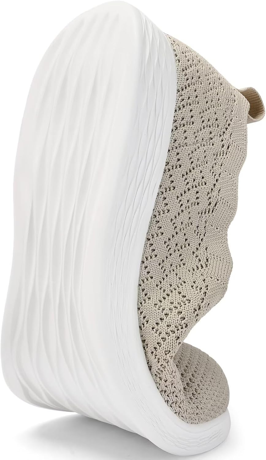 poemlady Women's Walking Shoes Slip On Knit Mesh Loafers Round Toe Flat