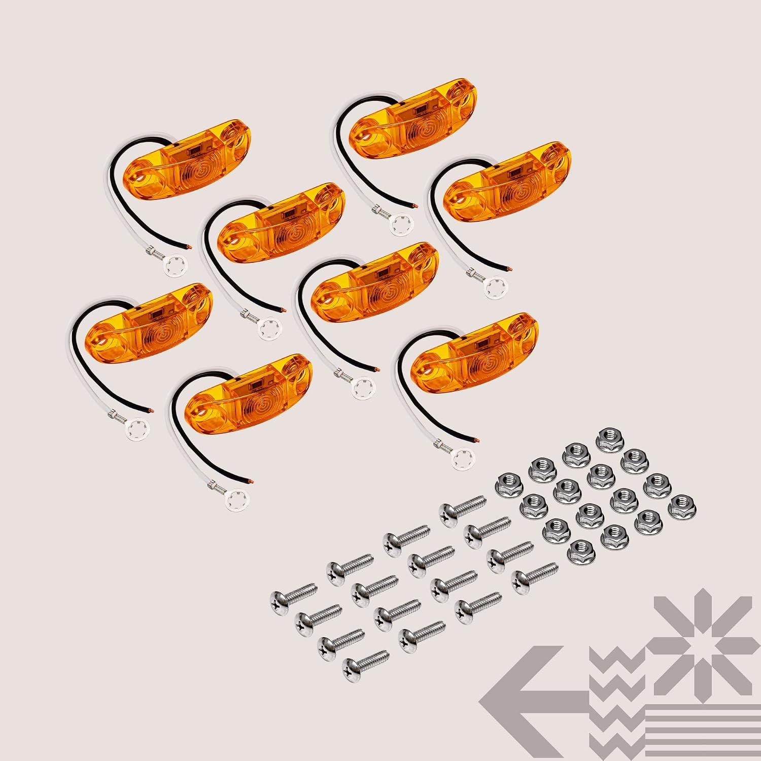 TRUE MODS 2pc 2.5" Amber Oval LED Trailer Marker Lights for Boat Trailer RV