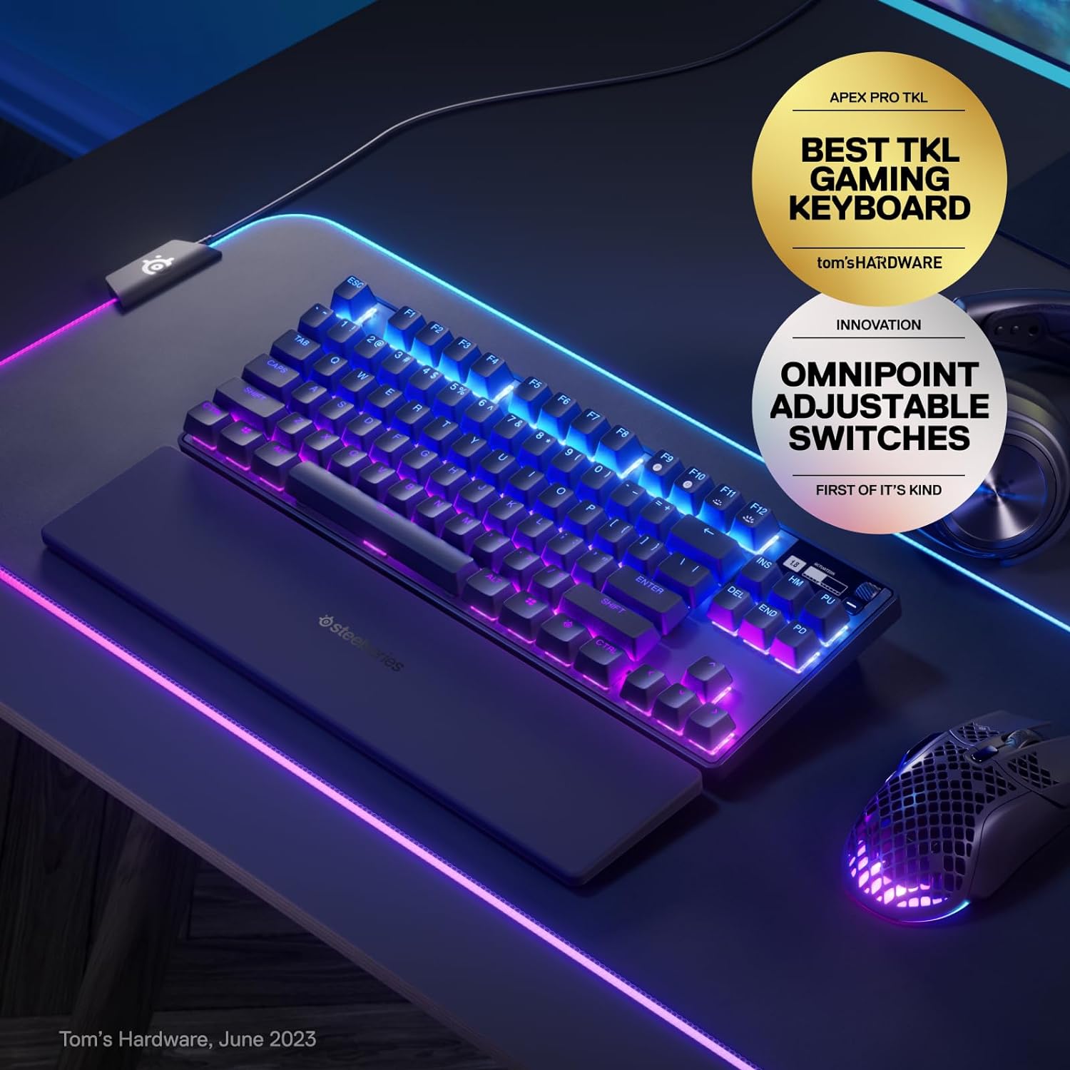 SteelSeries Apex Pro TKL Wireless Bluetooth HyperMagnetic Gaming Keyboard (Renewed)