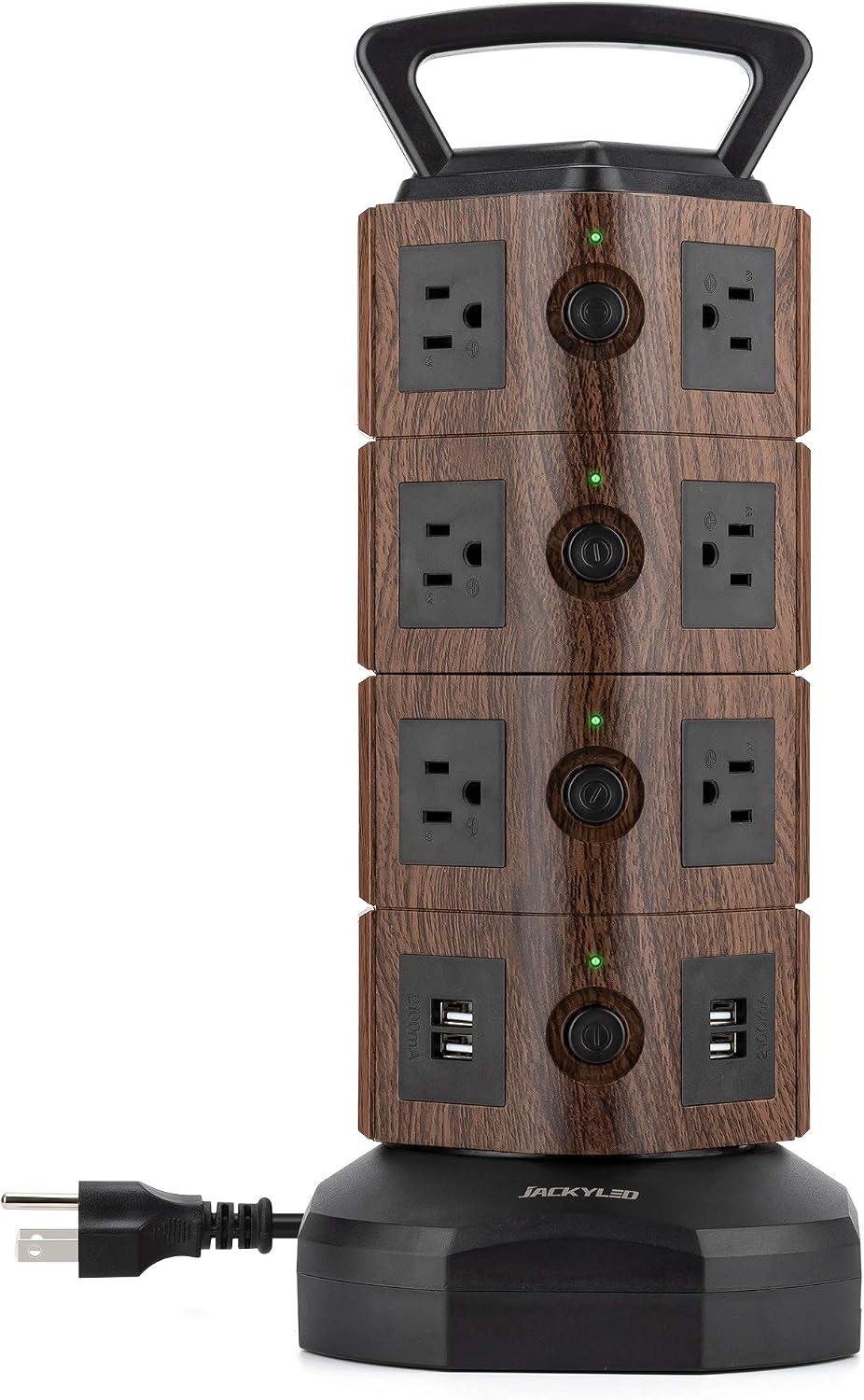 JACKYLED Power Strip Tower Surge Protector, 12 AC 6 USB (2 USB C), 1050J
