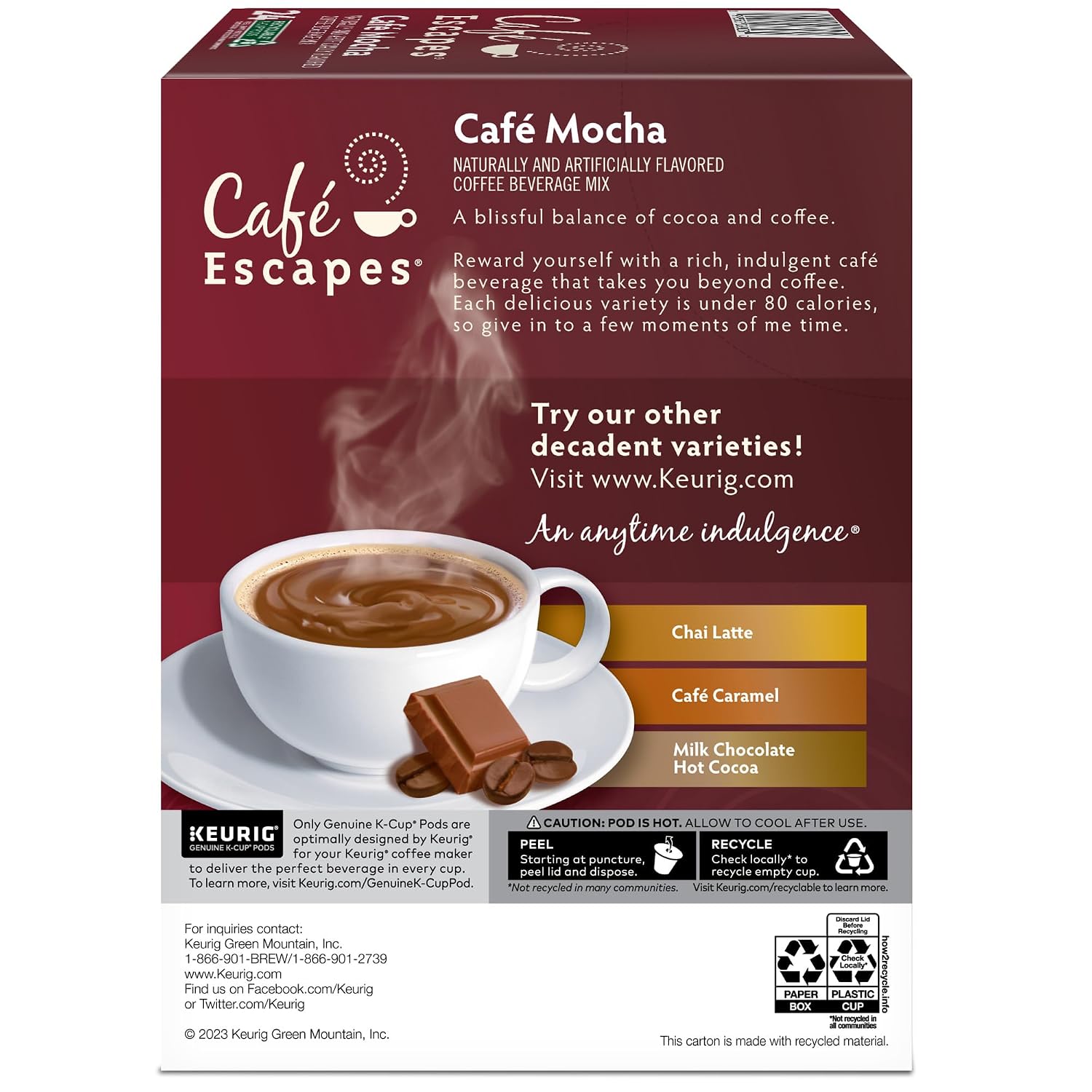 Cafe Escapes Milk Chocolate Hot Cocoa Keurig Single-Serve K-Cup Pods, 96 Count