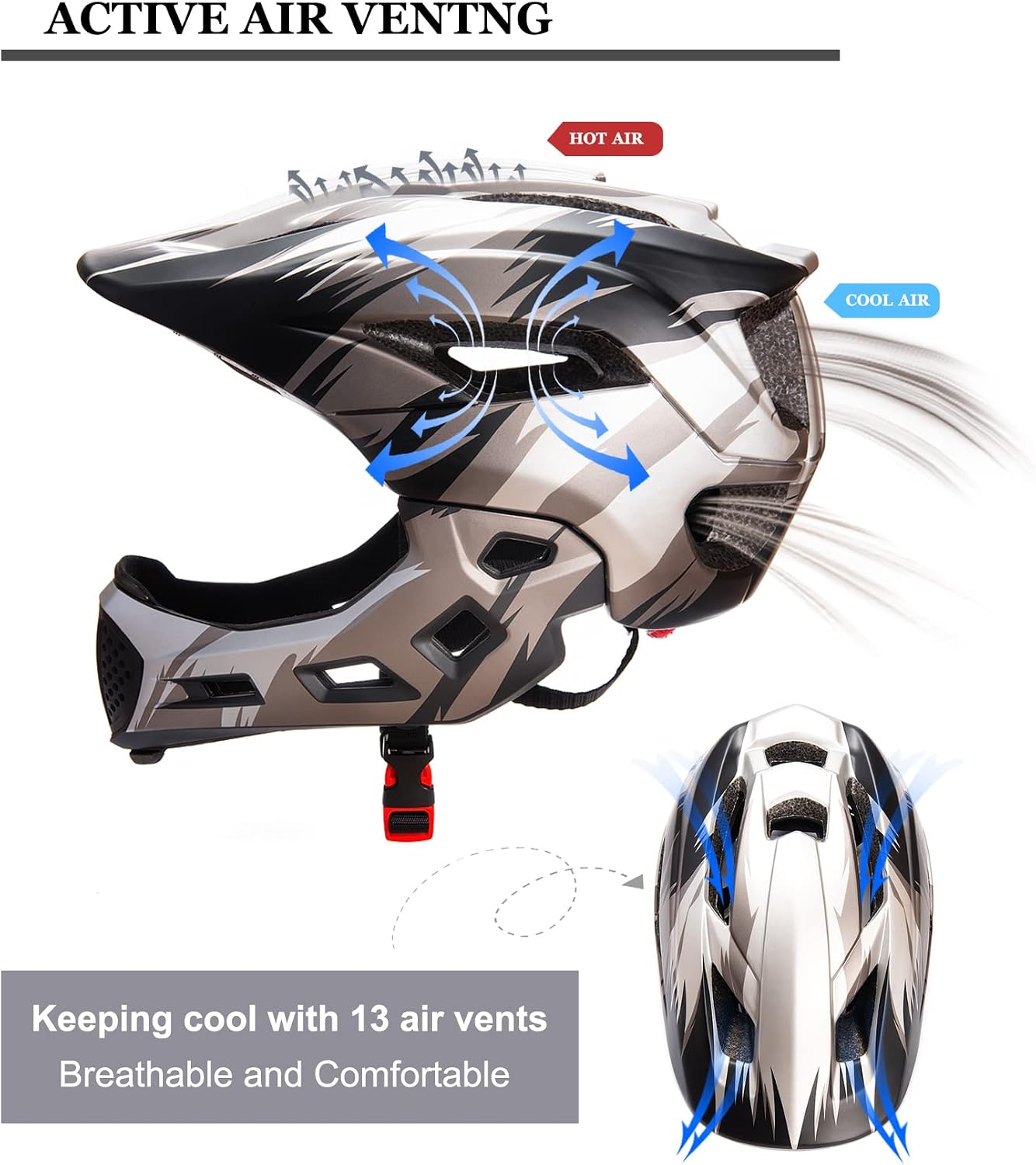 Toddler and Kids Full Face Bike Helmet Girl and Boy BMX