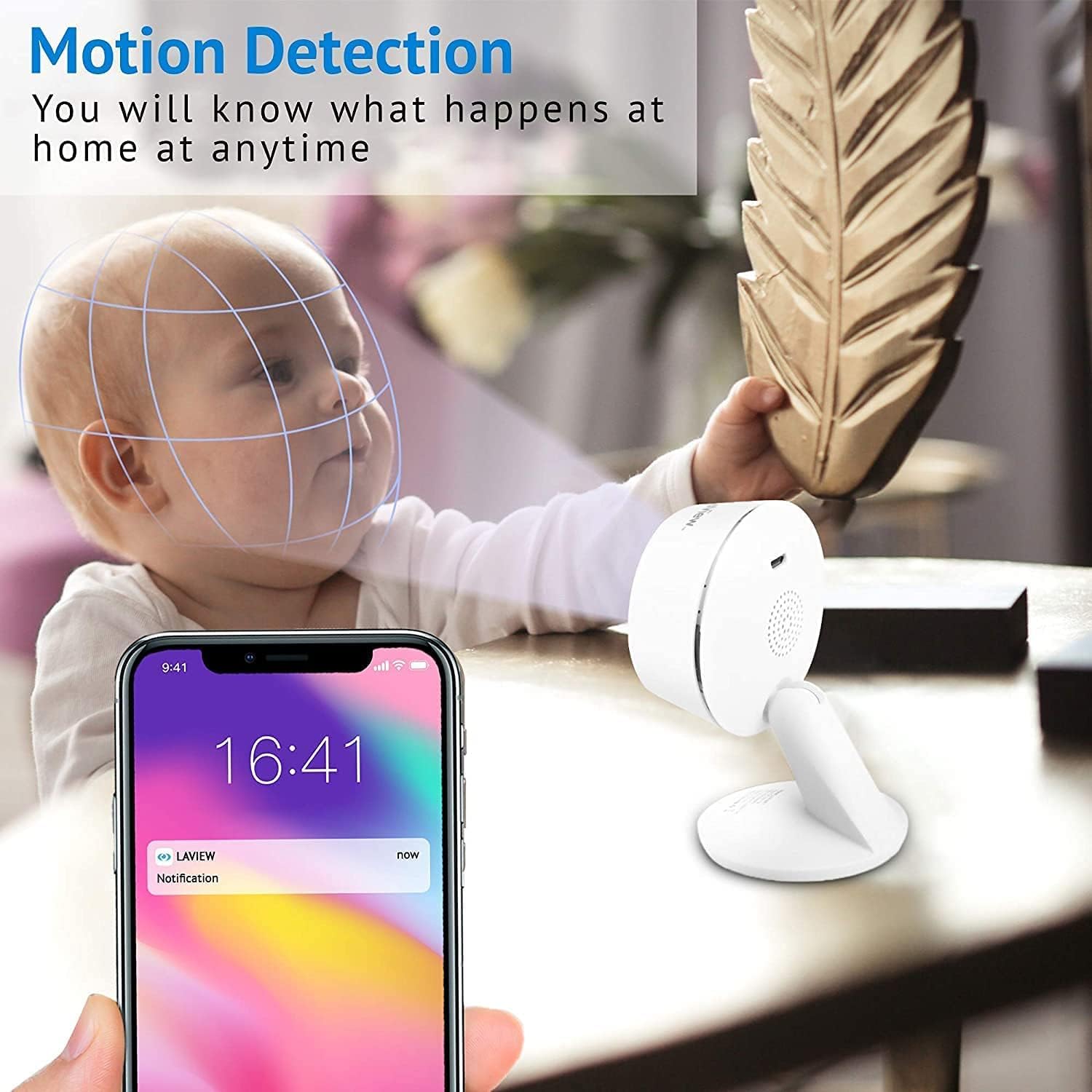 LaView Security Cameras 4pcs, Home Security Camera Indoor 1080P, Wi-Fi Cameras Wired for Pet, Motion Detection, Two-Way Audio, Night Vision, Phone App