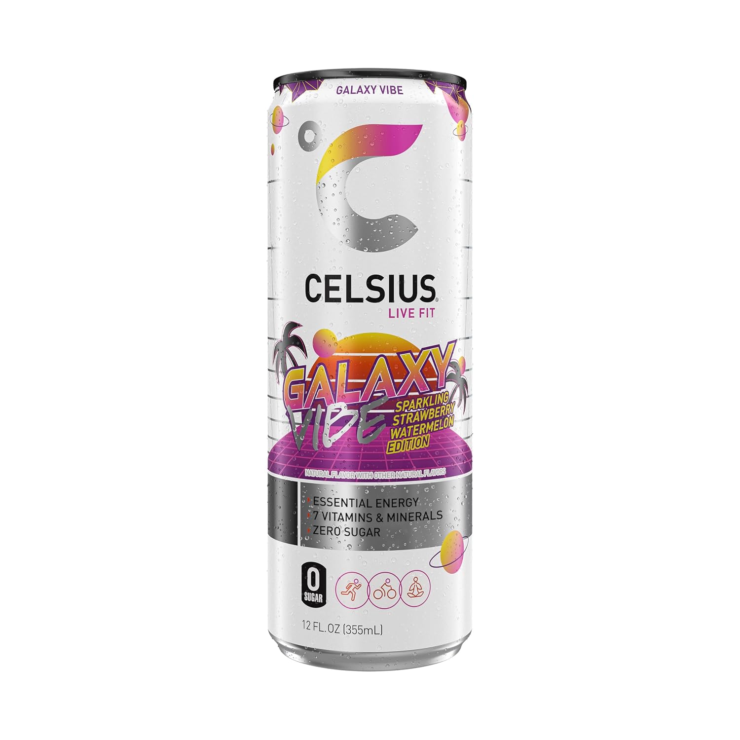 CELSIUS PEACH VIBE Sparkling White Peach, Sugar Free Energy Drink, 12 Fl Oz (Pack of 12)