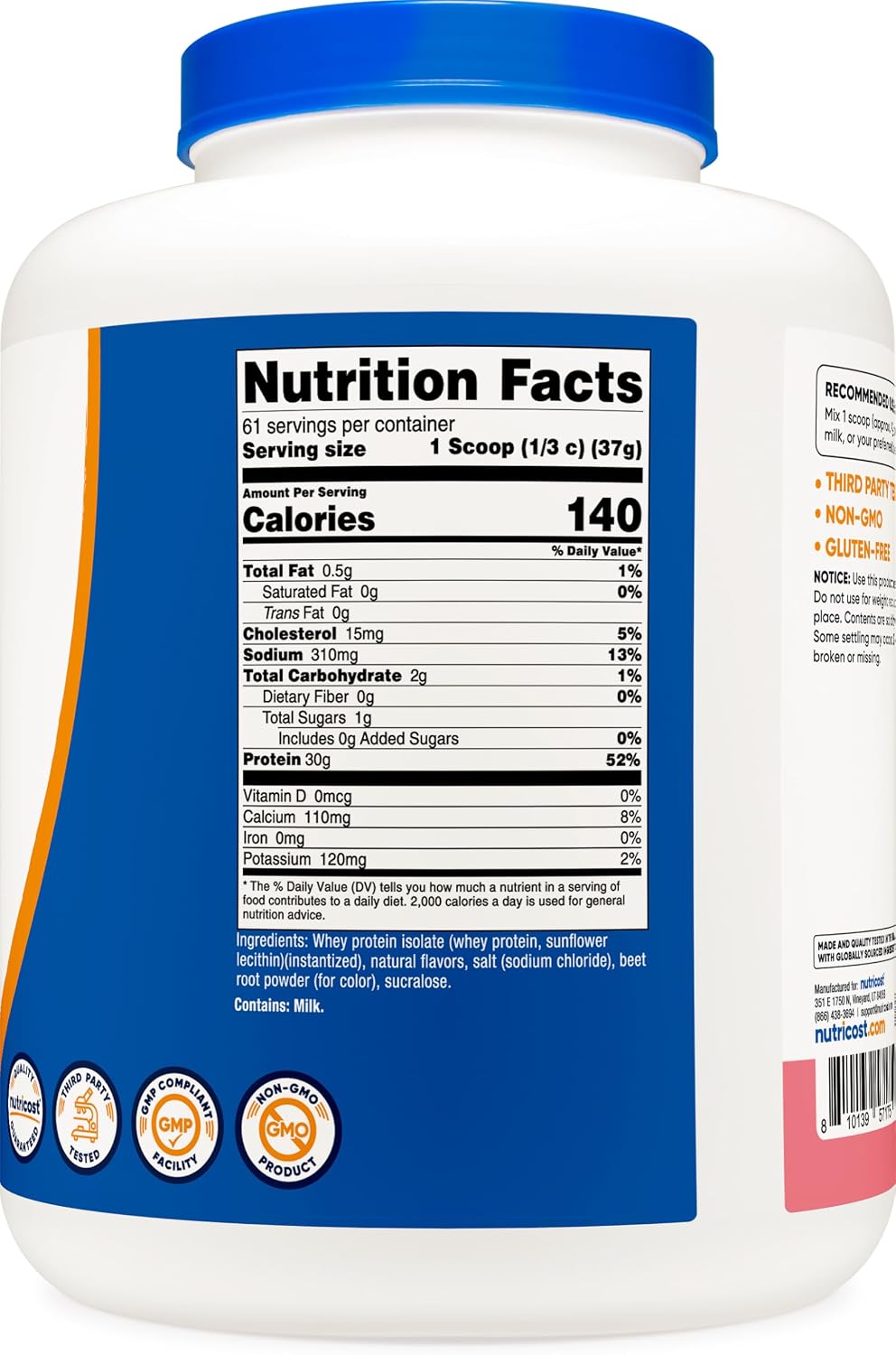 Nutricost Whey Protein Isolate Powder (Vanilla) 2LBS