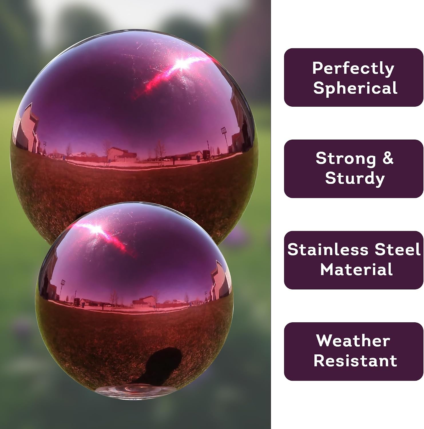 Lily's Home 12 Inch Stainless Steel Gazing Globe Mirror Ball, Colorful and Shiny Addition to Any Garden or Home, Ideal As a Housewarming Gift, Silver