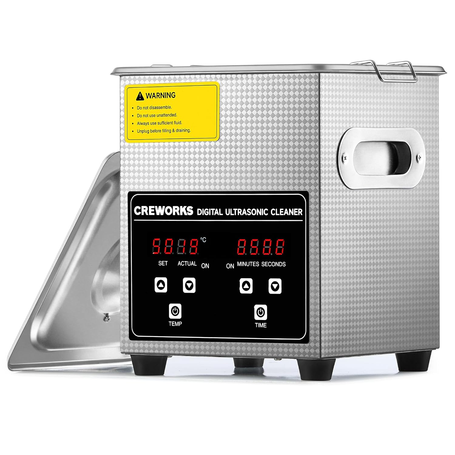 CREWORKS 3L Ultrasonic Cleaner, 0.8 gal Digital Sonic Cavitation Machine | 120W Stainless Steel Professional Jewelry Cleaner for Cleaning Tool Watch Glasses Retainer Denture Parts with Heater & Timer