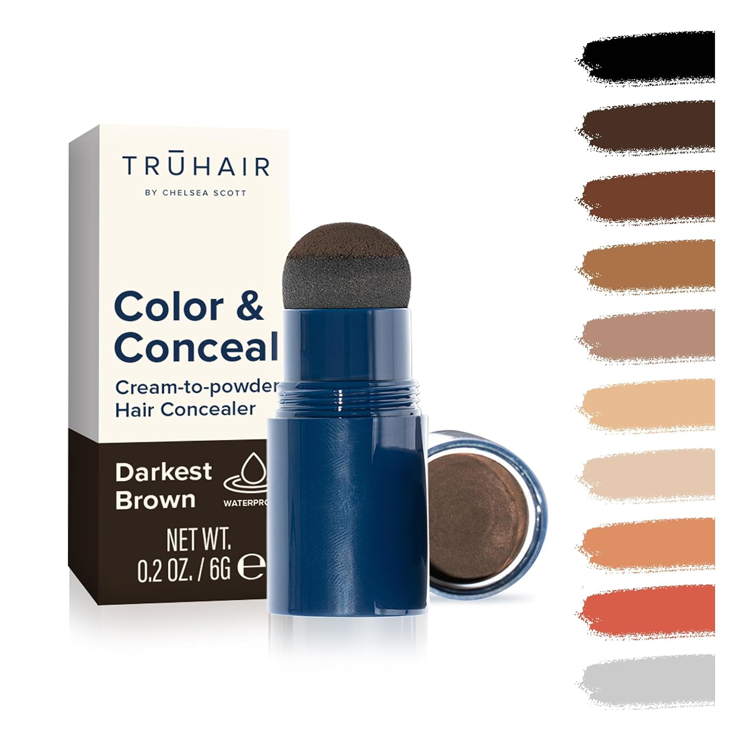 TRUHAIR Color & Conceal Waterproof Root Touch Up Hair Color for Gray Hair Coverage - Instant Root Cover Up Hair Powder for Women & Men - Bald Spot