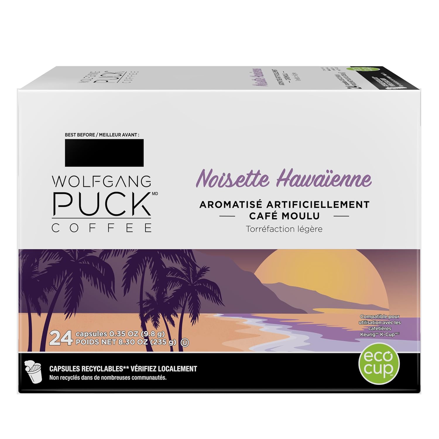 Wolfgang Puck Coffee Single Serve Capsules, Compatible with Keurig K-Cup Brewers, Hawaiian Hazelnut, 24 Count