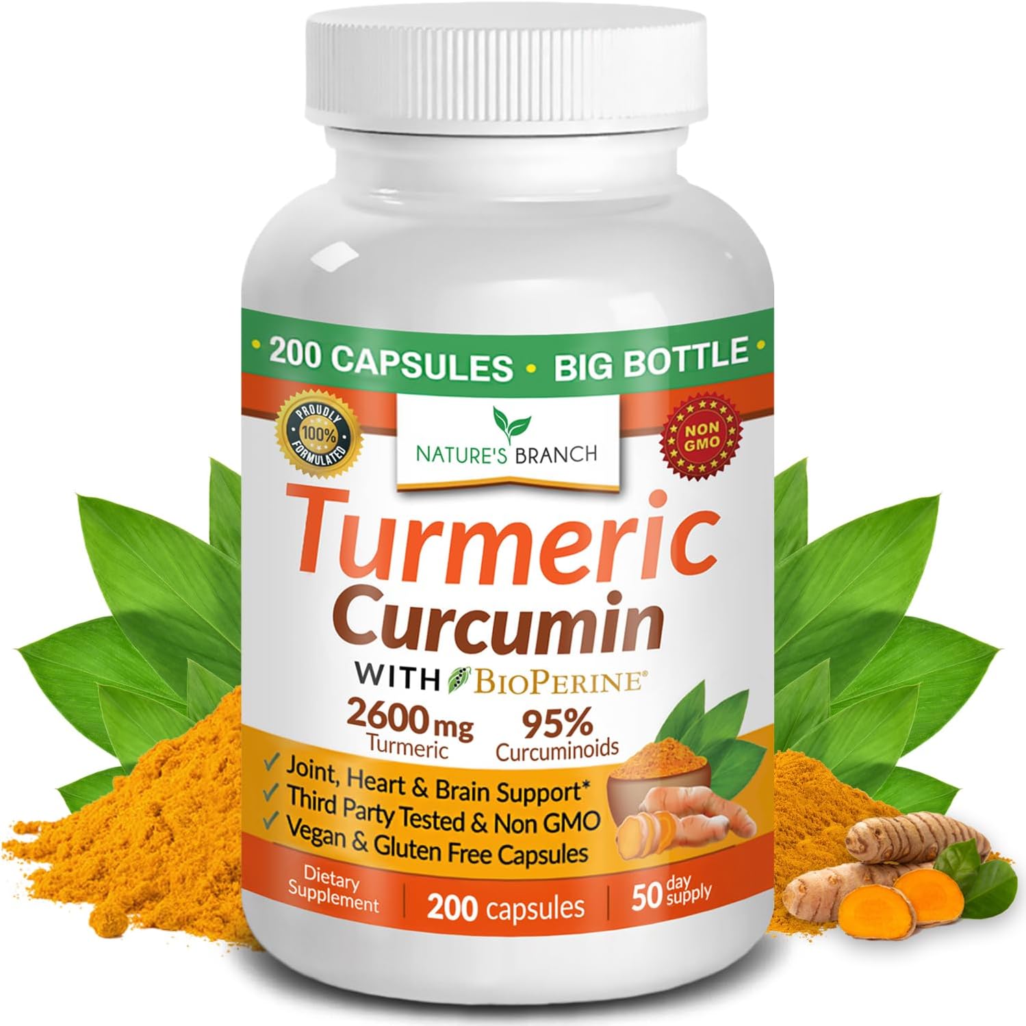 Turmeric Curcumin Supplement with Black Pepper 2600mg for High Absorption | Organic Turmeric Power – Turmeric Supplement For Joints