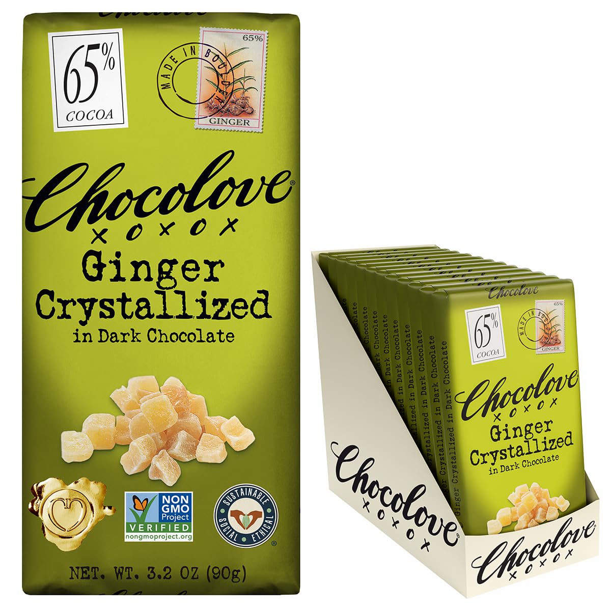 Chocolove Cherry & Almonds Dark Chocolate Bars | 55% Cocoa | Infused with Real Cherries & Crunchy Almonds | Crafted with Premium Chocolate | 3.2 oz Bar (12 Pack)