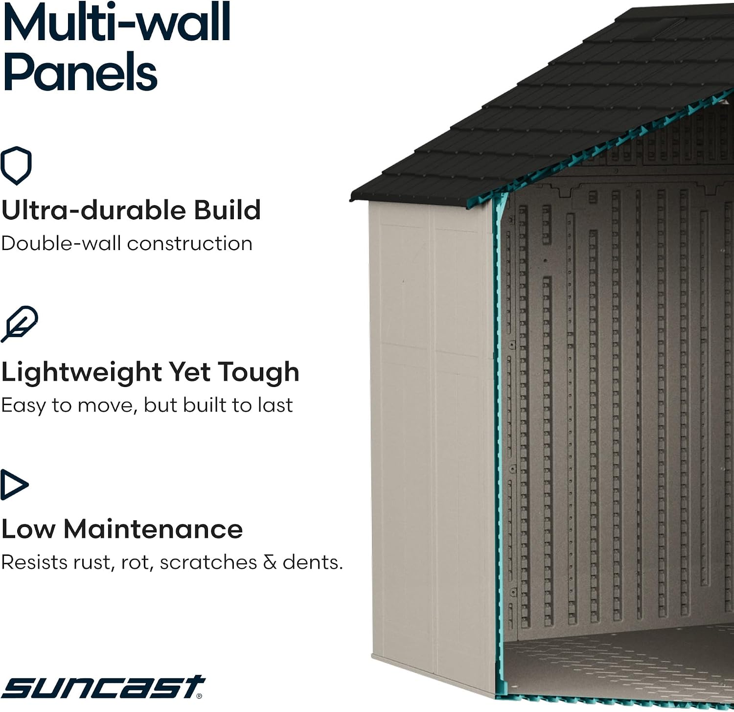 Suncast 8x10 Ft. Outdoor Storage Shed - Large Resin Outdoor Shed with Floor Included