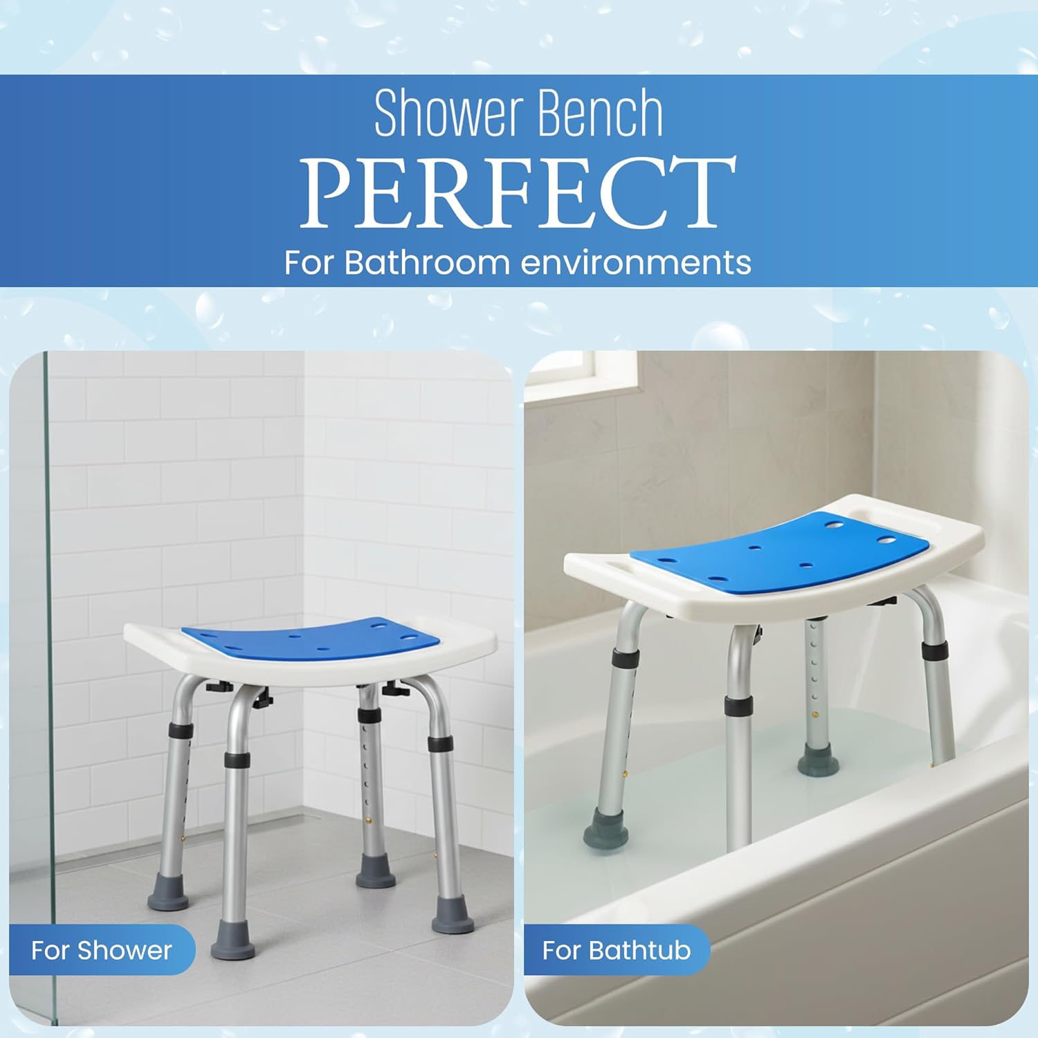 Dr Kays Shower Chair for Inside Shower, Bathroom Seat with Crossbars