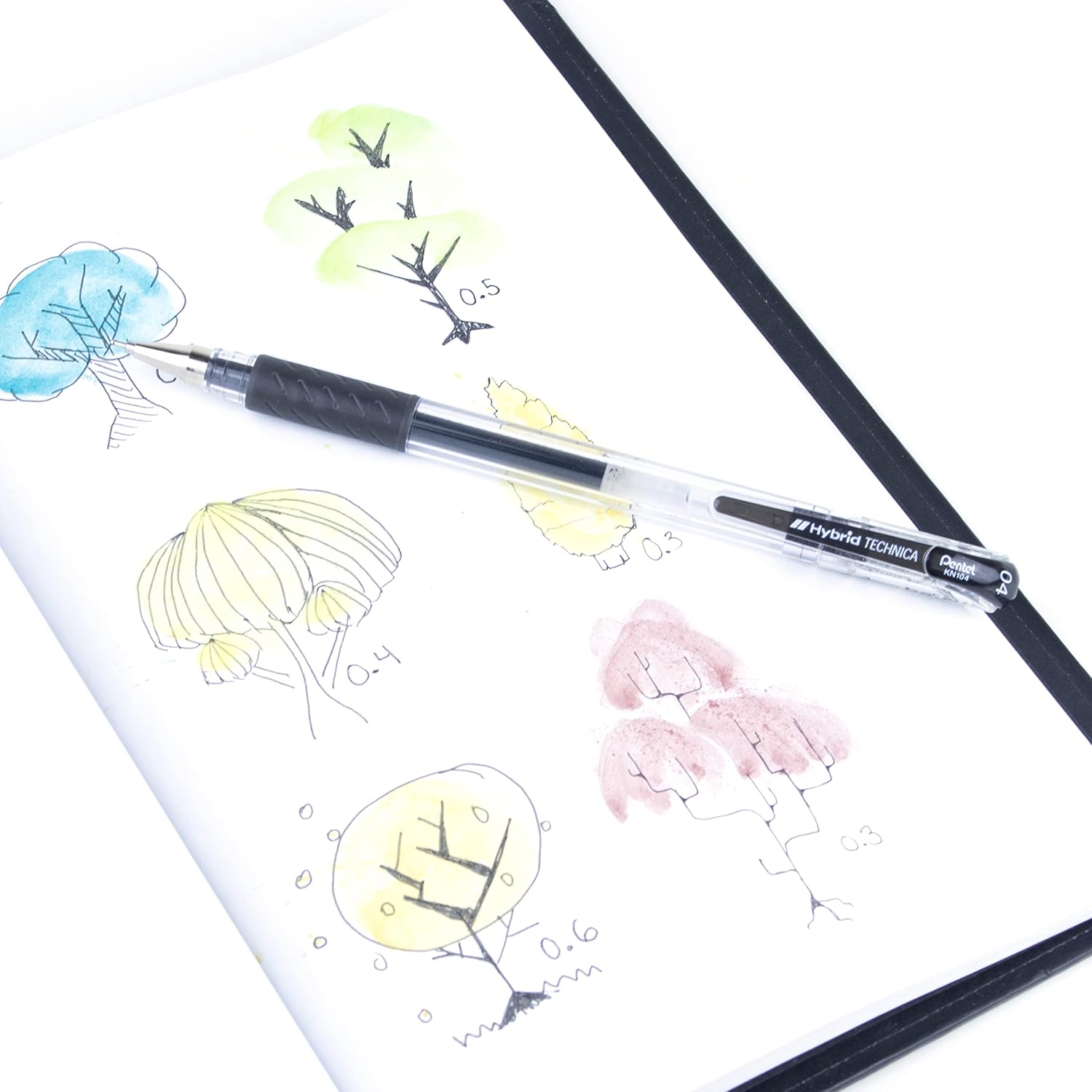 Pentel Arts Hybrid Technica Pen, (0.3mm), Ultra Fine Point, Black Ink, Box of 12 (KN103-A)