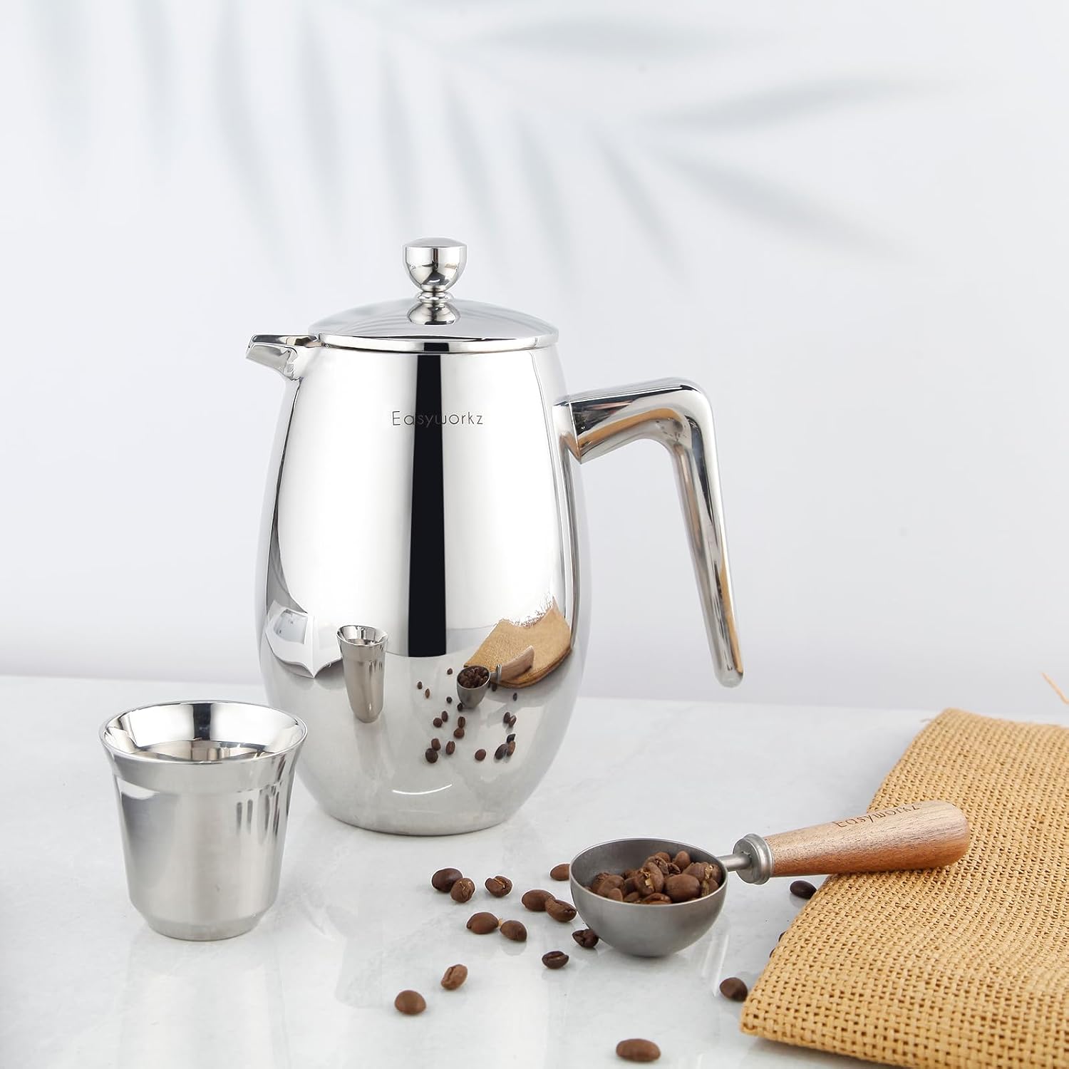 Easyworkz Nando French Press 23 oz Double Wall Insulated Thermal Coffee Maker,304 Stainless Steel Cafetiere