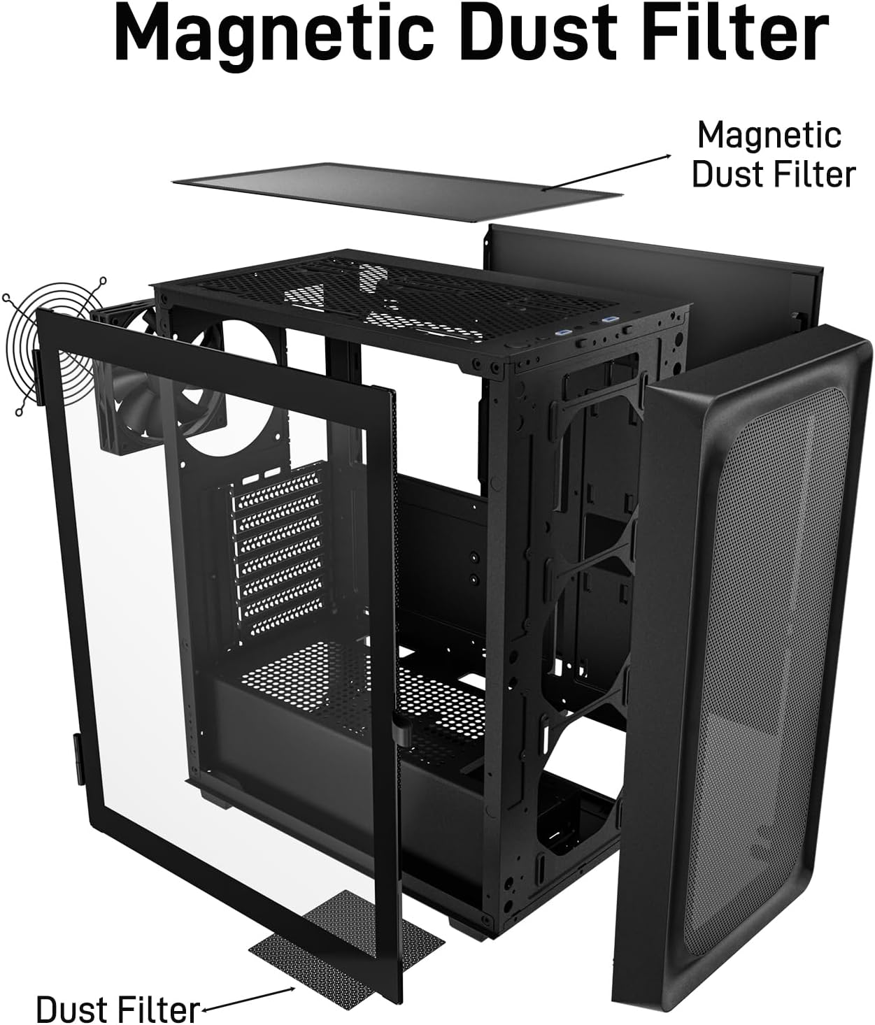 DARKROCK EC2 ATX Mid Tower Gaming Computer PC Case, Type-C Ready | Supports 50 Series Graphics Cards, Tempered Glass Side Panel