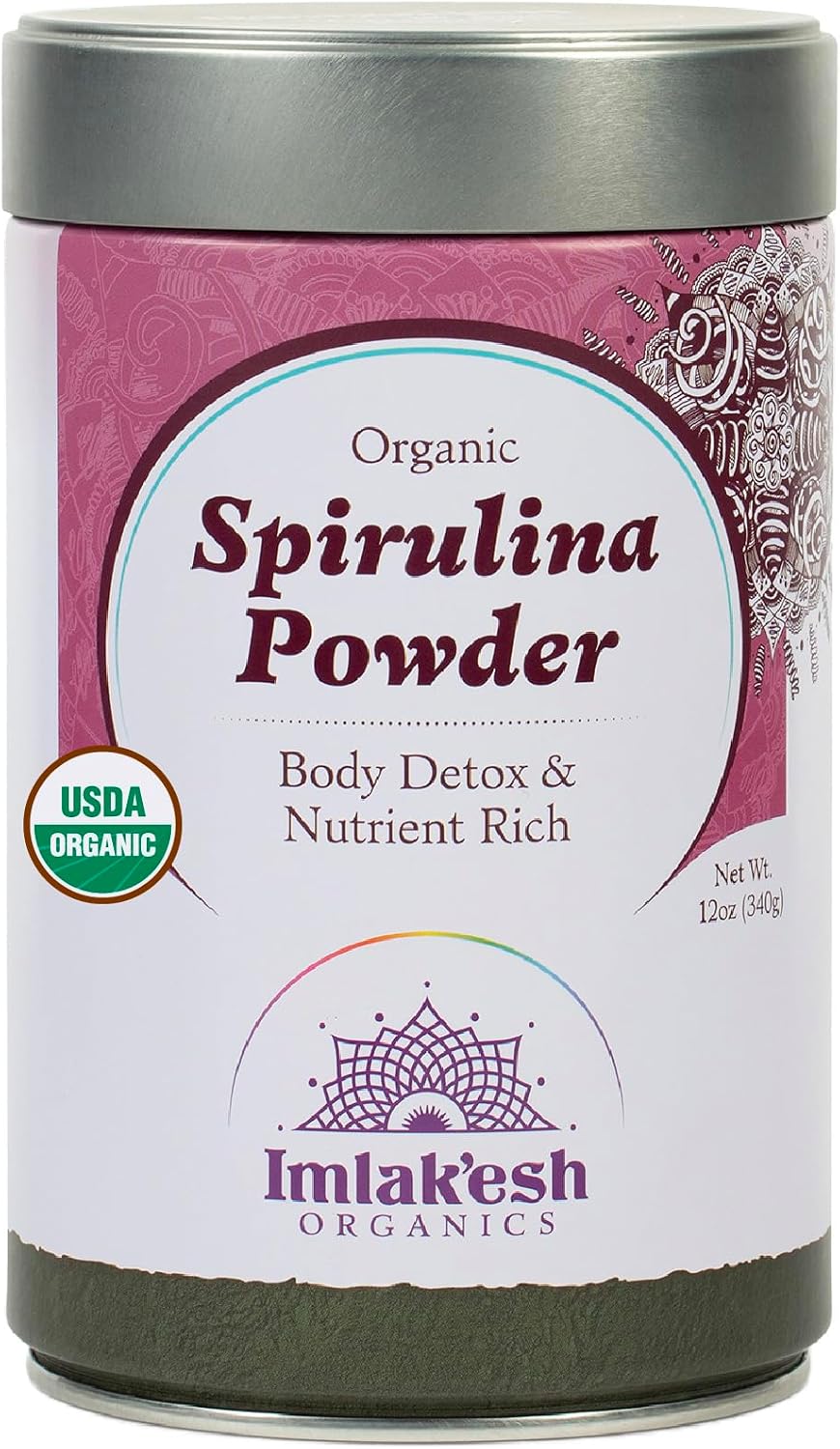 Imlakesh Organics Spirulina Powder - Heirloom Superfood, Grown in South America, Energy, Detox, Focus, Plant-Based Protein, Vitamin B12, Vegan, Keto