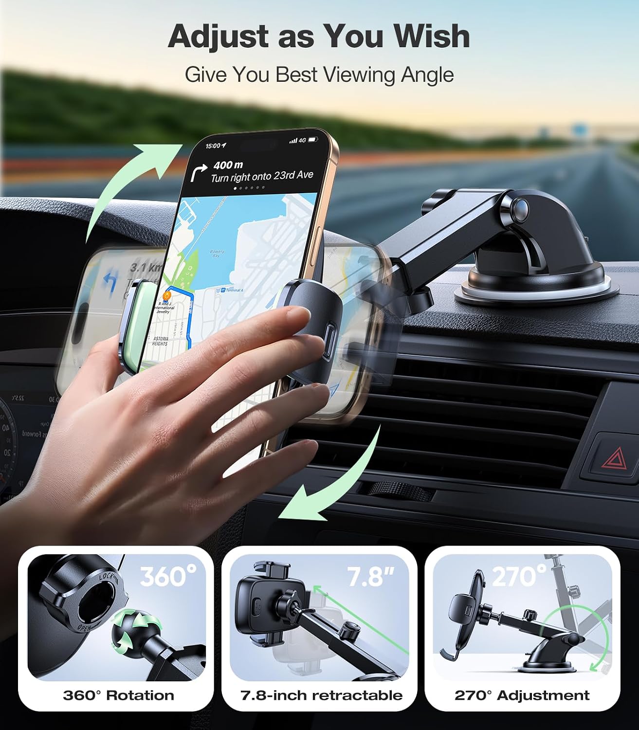 TORRAS Ultra-Durable Phone Holders for Your Car【96+LBS Strongest Suction】 Car Phone Holder Mount, Safety Certs Cell Phone Car Mount Truck for Dashboard Windshield Vent for iPhone 17 16 15 14 Pro Max