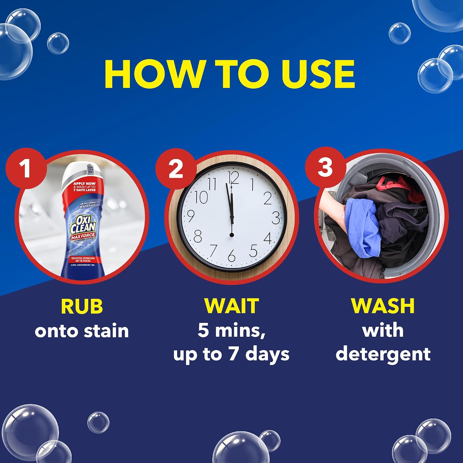 OxiClean Max Force Laundry Stain Remover Gel Stick, 6.2 fl oz | Laundry Pretreat, Dried-In Stain treatment, Food & Grease Stain Removal, Color Safe, Chlorine Free