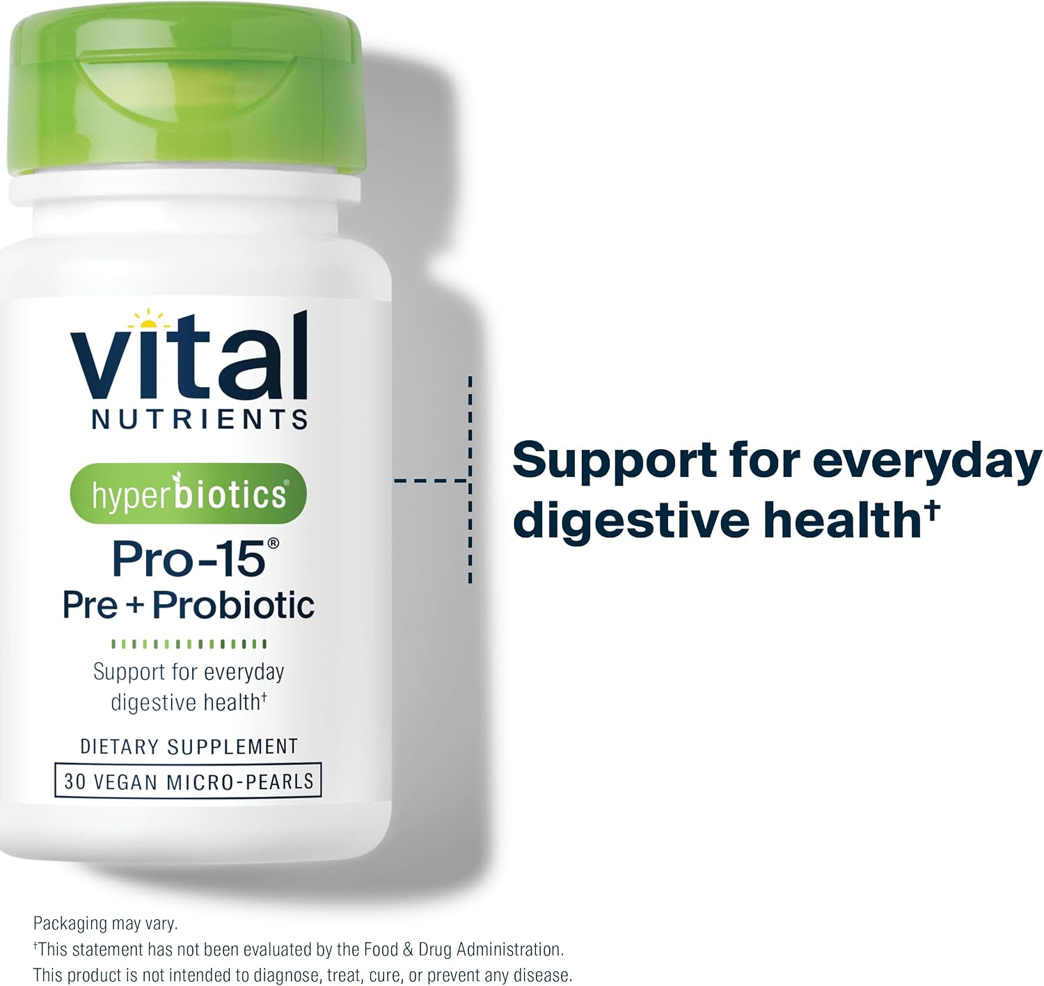 Hyperbiotics Vital Nutrients Pro-15 Prebiotics and Probiotics for Women and Men | 15 Science Backed Strains | Supports Occasional Constipation, Diarrhea, Gas & Bloating | 60 Vegan Time Release Pearls