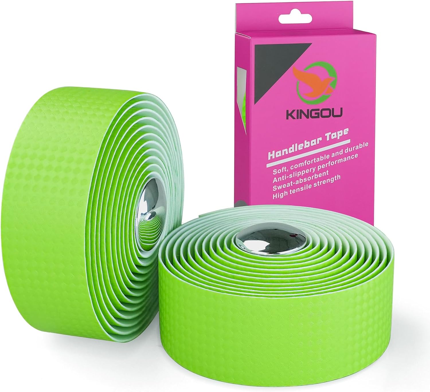 KINGOU Carbon Fiber PU Leather Road Bike Handlebar Tape Bar Tapes - 2PCS Per Set