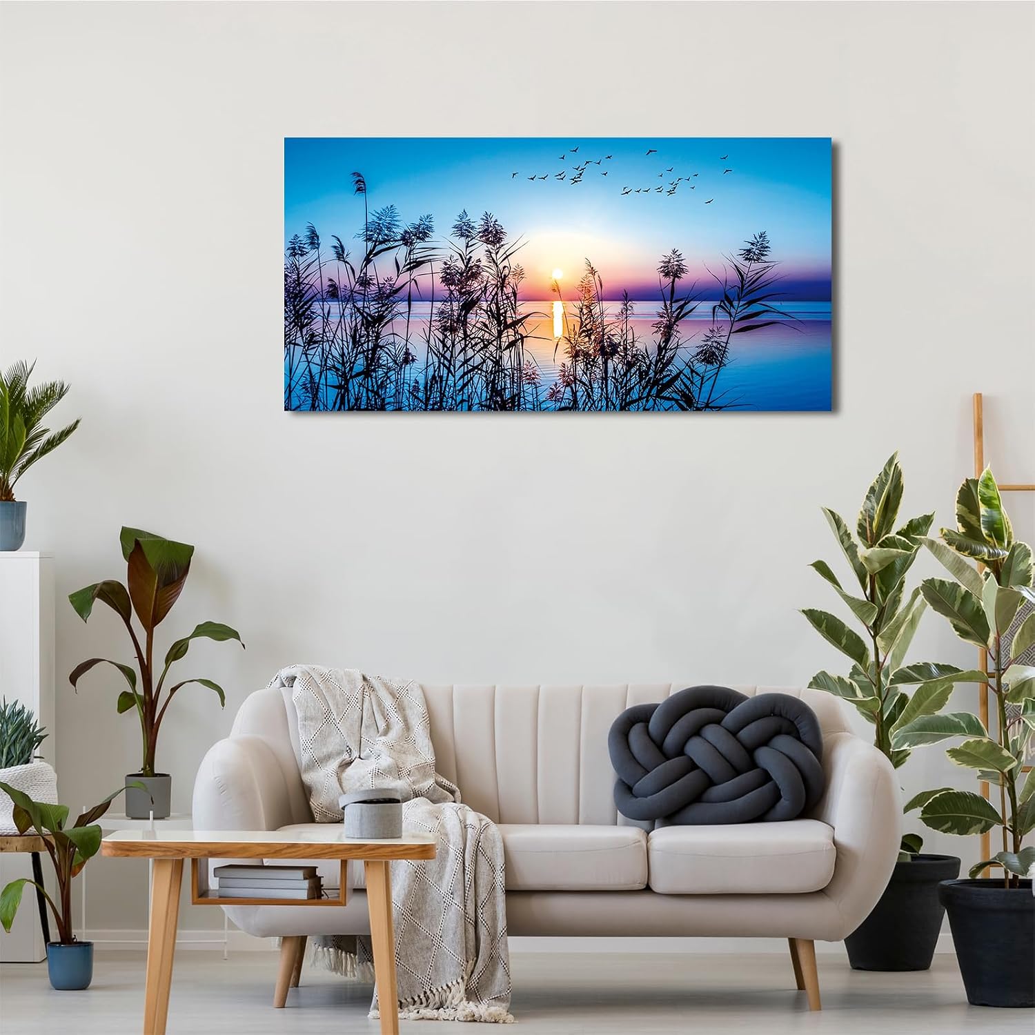 arteWOODS Ocean Wave Canvas Wall Art Beach Sunset Pictures Coastal Nature Artwork Blue Sea Painting Prints for Living Room Bedroom Home Office Decoration 20" x 40"