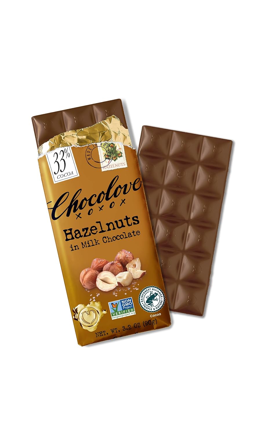 Chocolove Creamy Milk Chocolate Bars | 33% Cocoa | Crafted with Silky Premium Chocolate | Non-GMO, & Gluten-Free, 3.2 oz Bar (12 Pack)