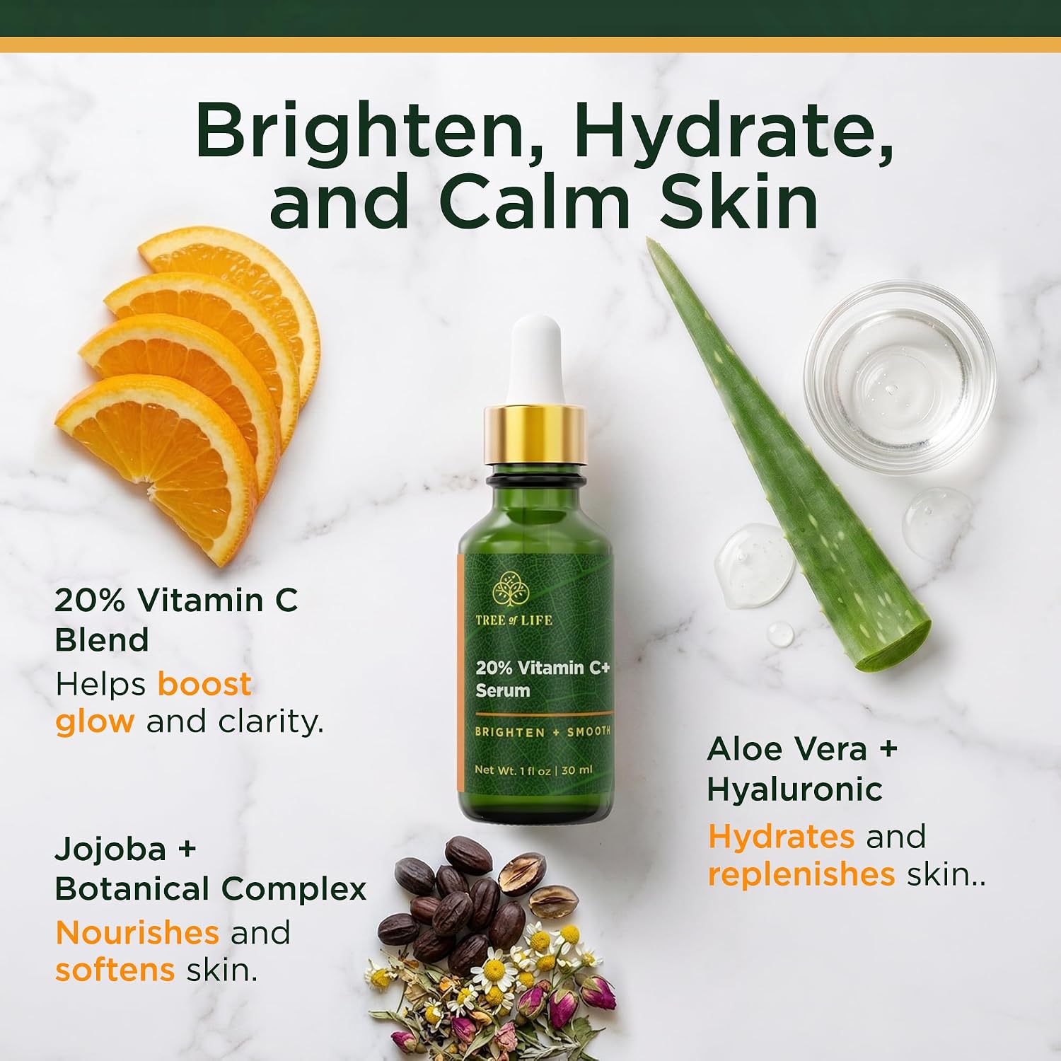 Tree of Life Vitamin C Serum for Face - Brightening and Hydrating Face Oil for Dark Spots and Fine Lines - Suitable for Sensitive Skin - Dermatologist Tested Skin Care - 1 Fl Oz | Brightening Vitamin C serum for face. Hydrating face oil that targets dark…