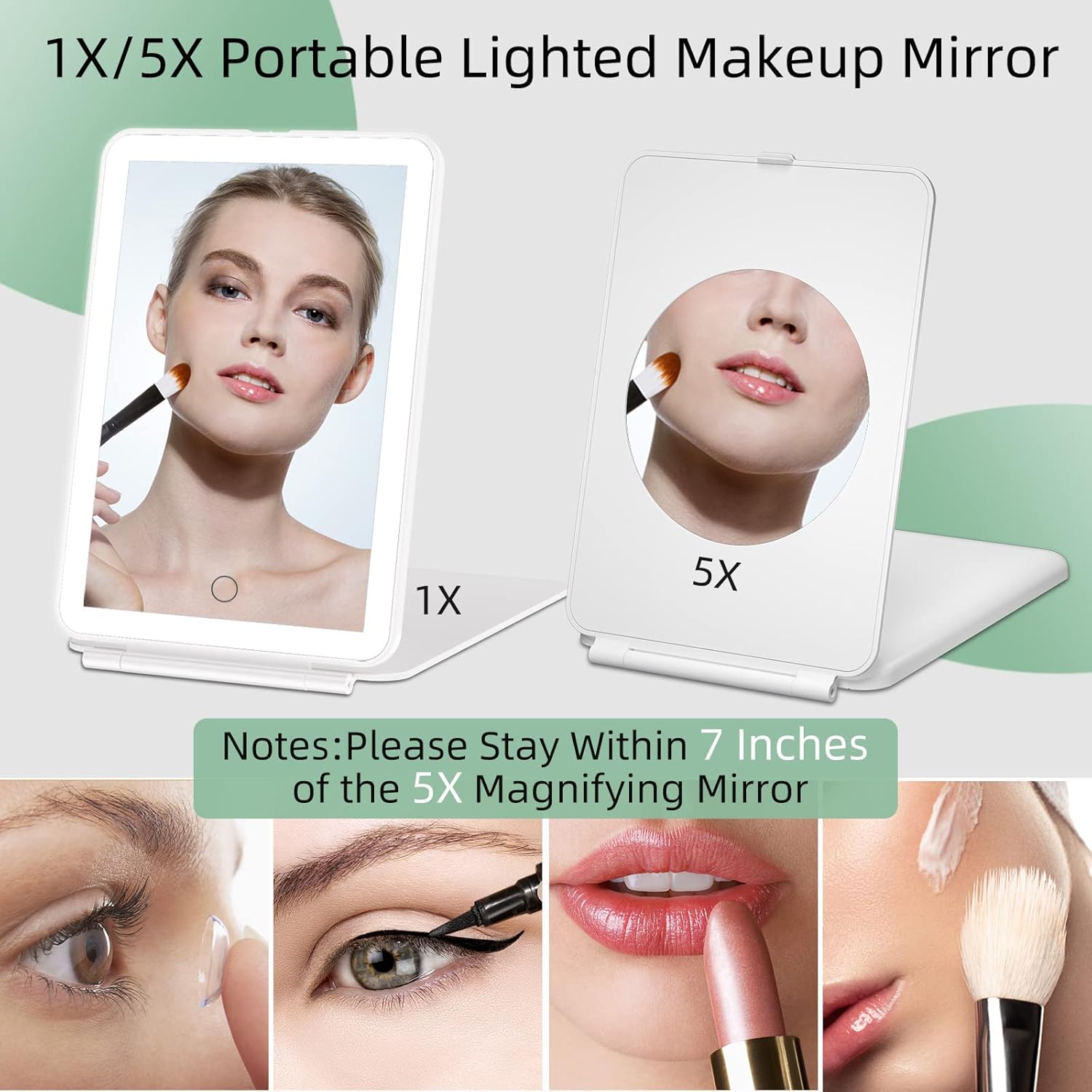 FUNTOUCH Rechargeable Travel Makeup Mirror with 72 Led Lights