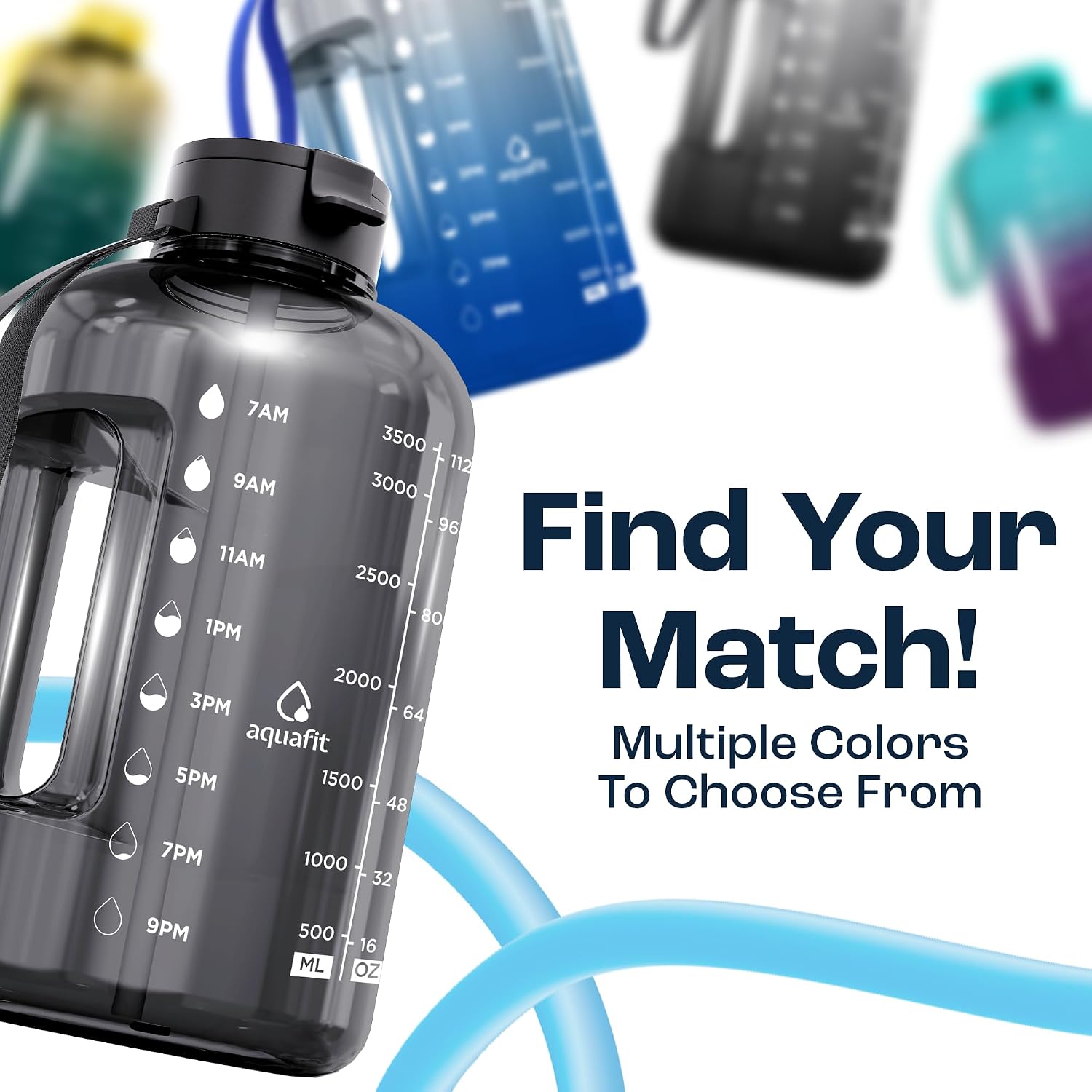 AQUAFIT 1 Gallon Water Bottle with Time Marker