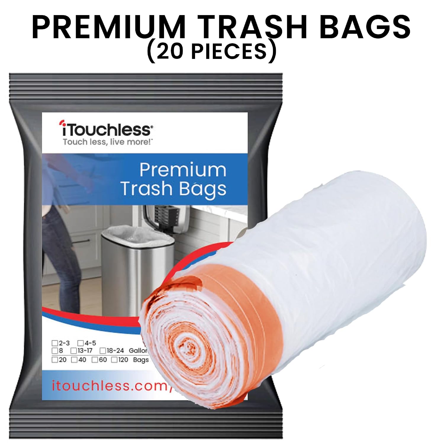 iTouchless Touchless Trash Can with AC Adapter, 3 Odor Filters Big Lid Opening Sensor Kitchen Garbage Bin, 13 Gallon, Stainless Steel, Platinum