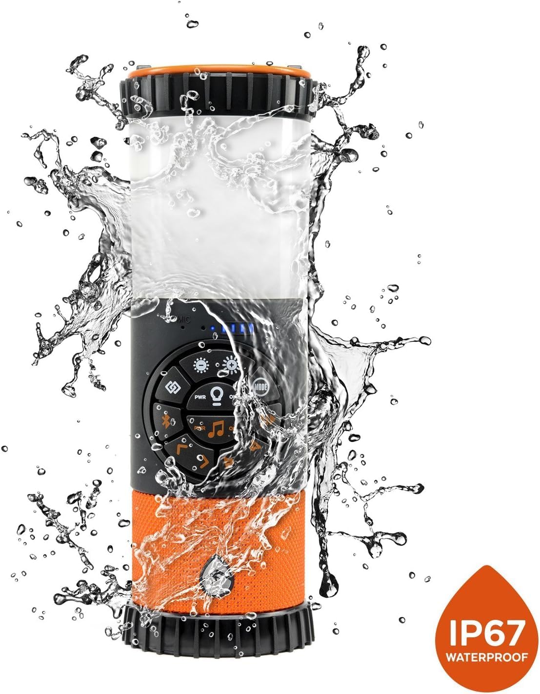 ECOXGEAR EcoLantern: Indoor/Outdoor Portable Bluetooth Speaker, 88dB Loud, IP67 Waterproof, with 360 Degree Sound and Party Lights