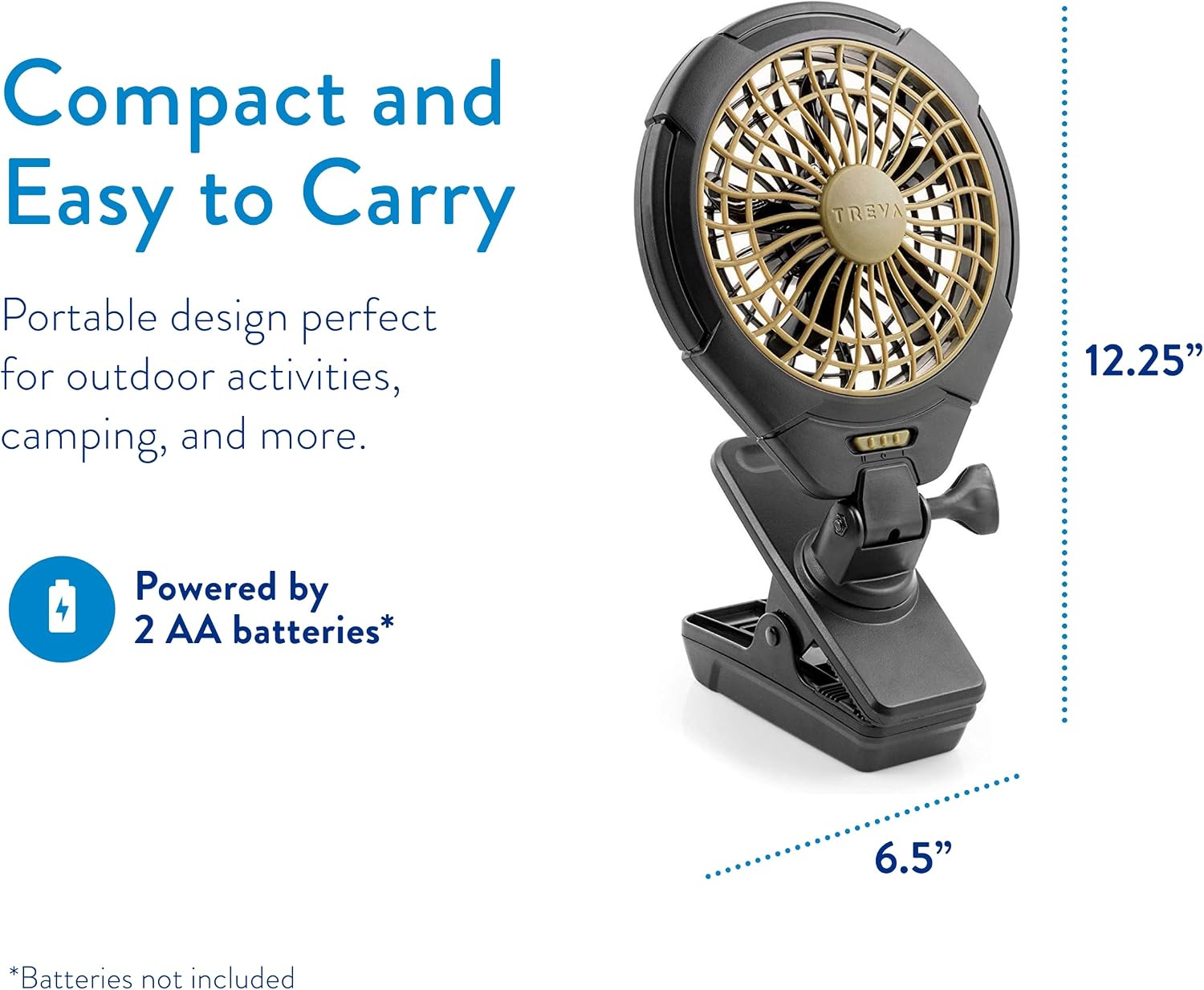 Treva 5 in Battery Powered Clip Fan with Clamp | Yes